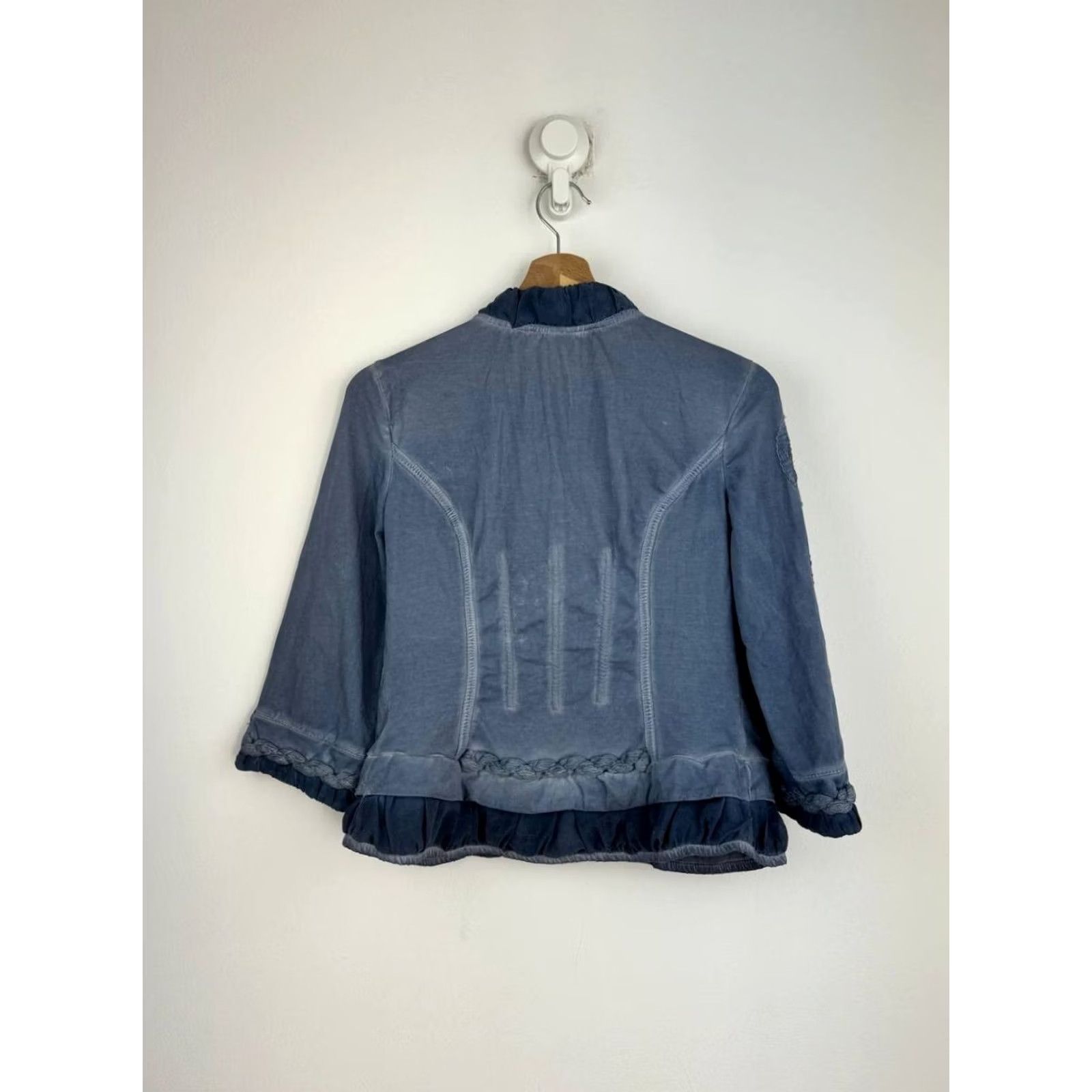 Vintage Elisa Cavaletti Blazer Jacket Women M Blue Silk Blend Mid-Length Solid Button Jacket Regular Fit Size M / US 6-8 / IT 42-44 - 2 Thumbnail