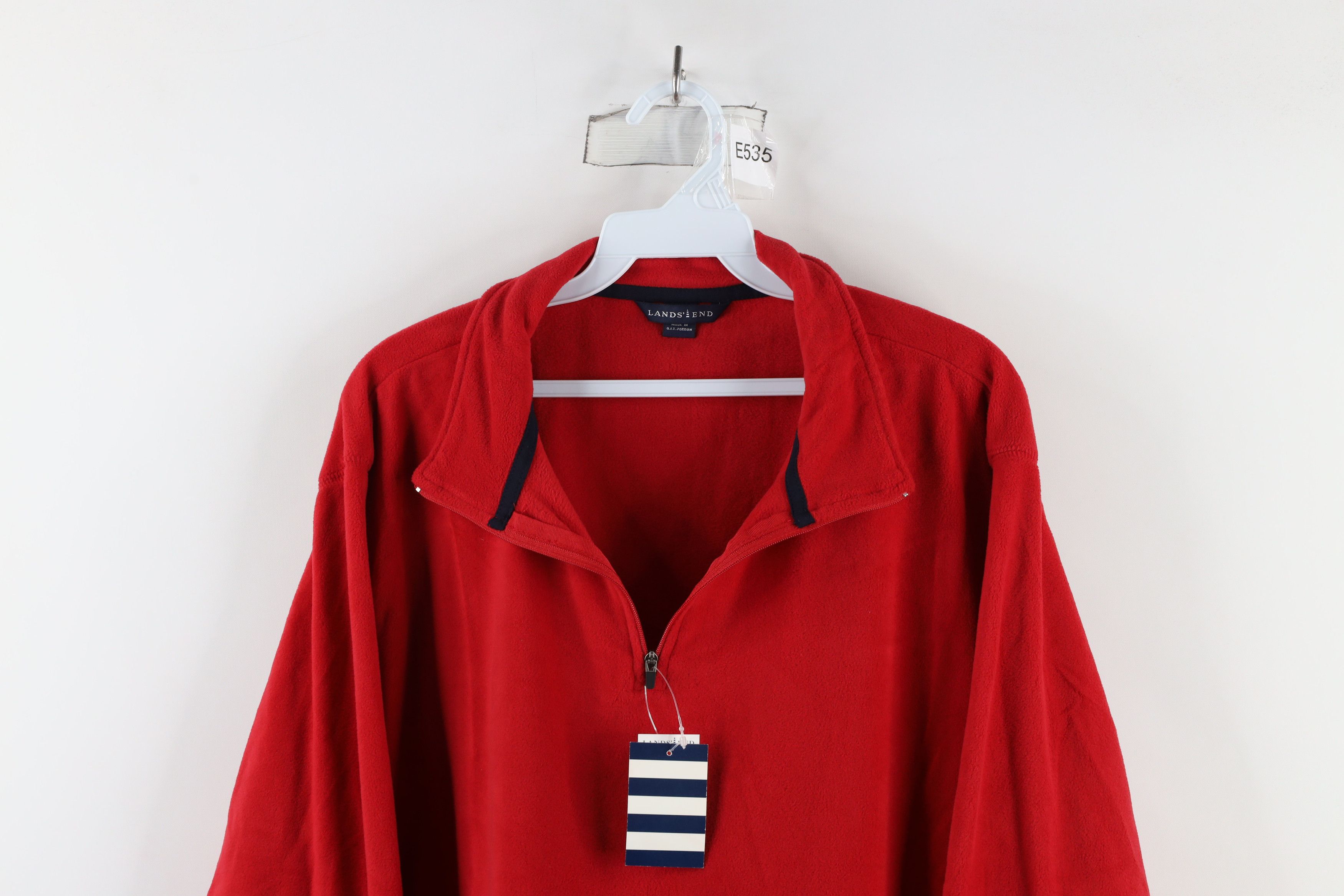 Lands' End × Vintage New Lands End Half Zip Fleece Pullover Sweater Red Polyester Size US L / EU 52-54 / 3 - 2 Thumbnail
