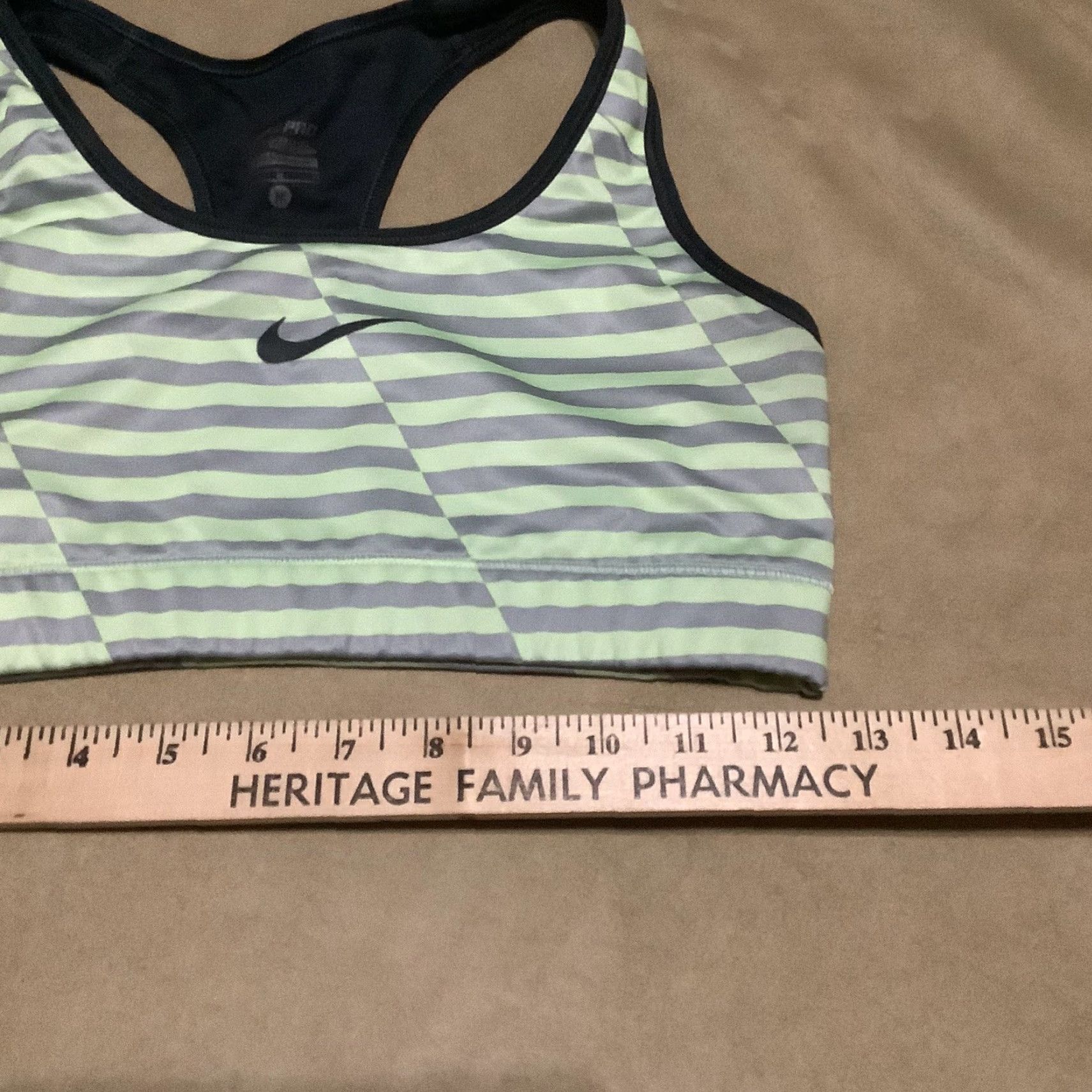 Nike Nike Pro Sports Bra Womens M Green Grey Lightweight Stretch Yoga Athleisure Gym Medium Support Wireless Pullover Regular Poly ester Logo Full Cup Size ONE SIZE - 3 Thumbnail
