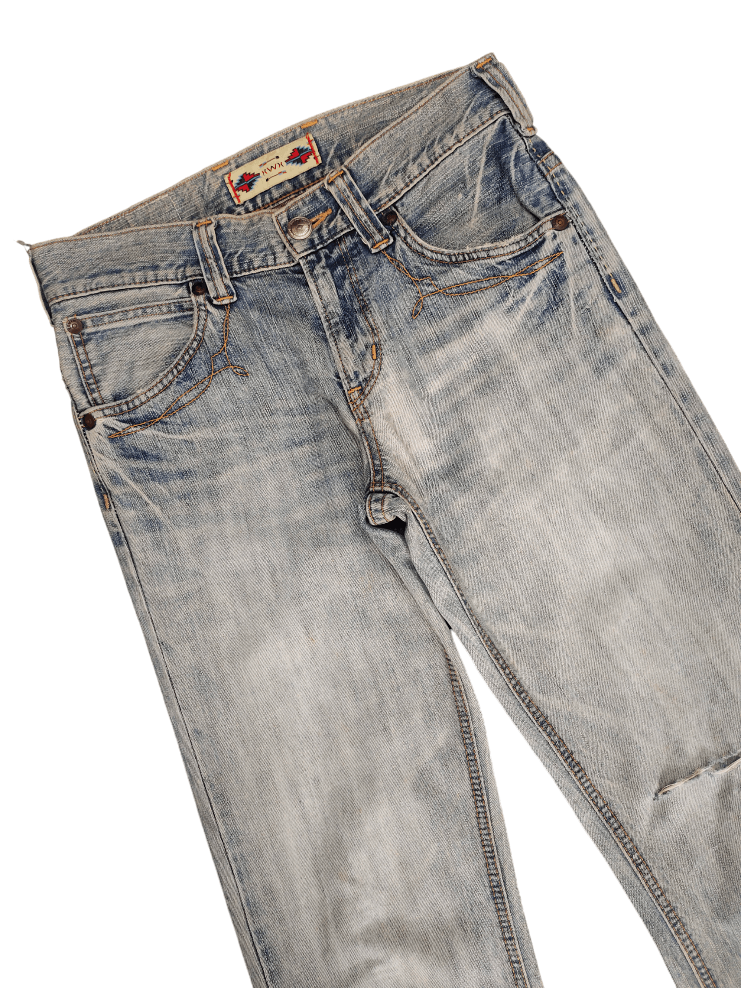 Edwin Flare Jeans Edwin XV Distress Faded Boot Cut Y2k Mudmax Size US 29 - 14 Thumbnail