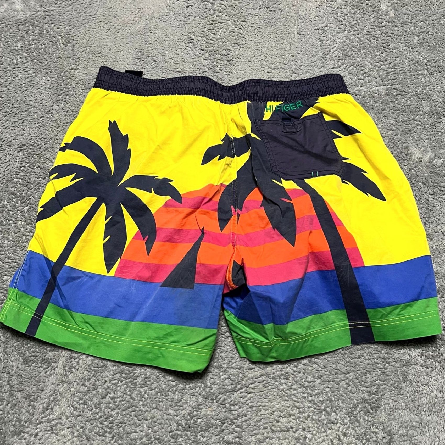 Tommy Hilfiger Tommy Hilfiger Swim Trunks Mens XXL Board Shorts Tropical Loud Neon Size US 39 - 2 Thumbnail