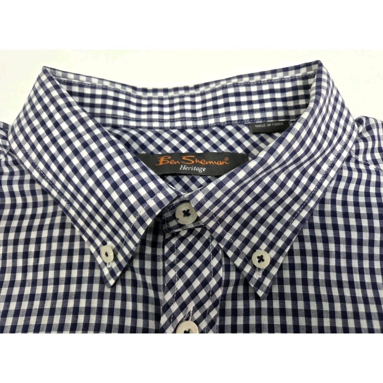 Ben Sherman Ben Sherman Mens Heritage Long Sleeve Button-Up Shirt Blue/White Check XL Size US XL / EU 56 / 4 - 4 Thumbnail