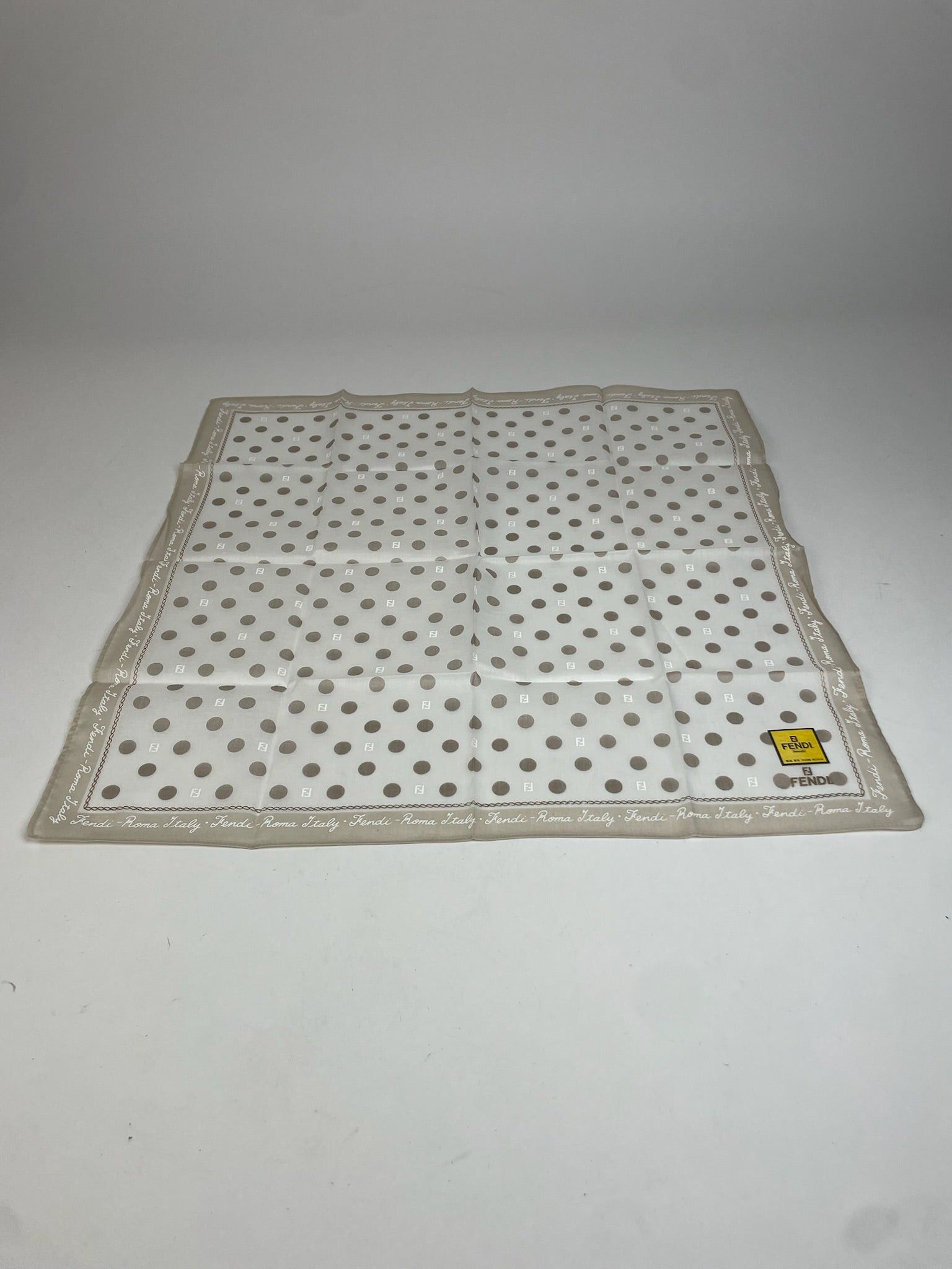 Fendi Vintage Polkadot Monogram Scarf White Grey Size ONE SIZE - 1 Thumbnail