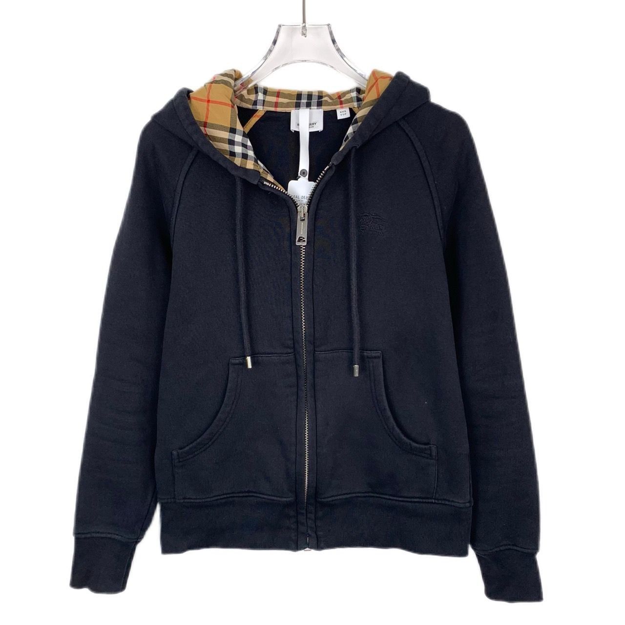 Burberry Burberry Black Plaid Hooded Zipper Coat XXS Cotton & Polyest Size US XXS / EU 40 - 1 Thumbnail