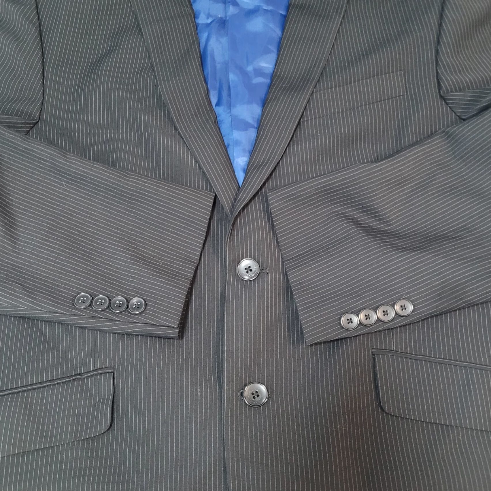 Billy London Billy London Black Pinstriped 2 Button Double Notch Blazer Sport Coat Size 42S Size 42R - 7 Thumbnail