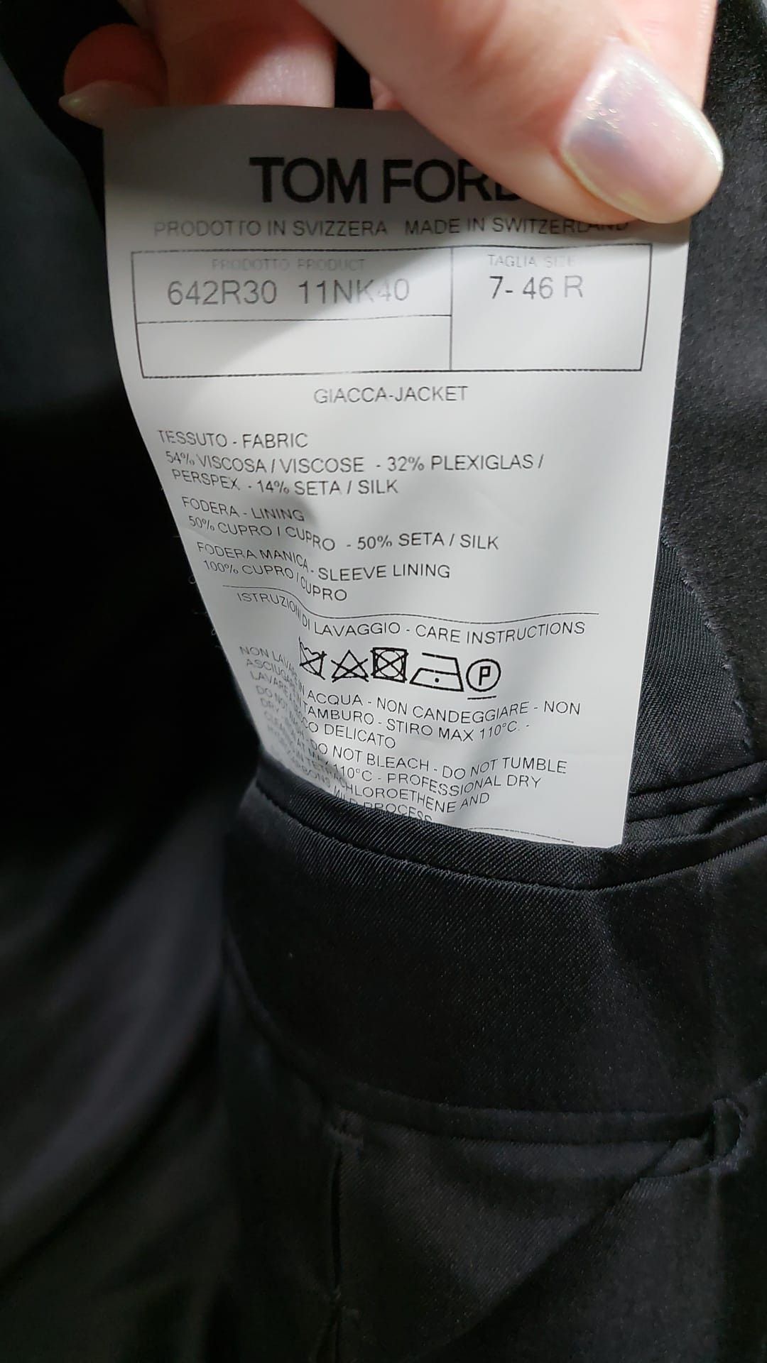 Tom Ford o1loc1c0824 11NK40SZ Giacca Jacket in Black/Silver Size US S / EU 44-46 / 1 - 2 Thumbnail