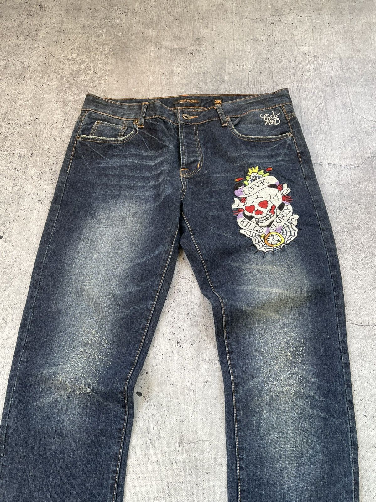 Ed Hardy × Japanese Brand × Vintage Vintage Ed Hardy Jeans Big logo Y2K Size US 36 / EU 52 - 12 Thumbnail