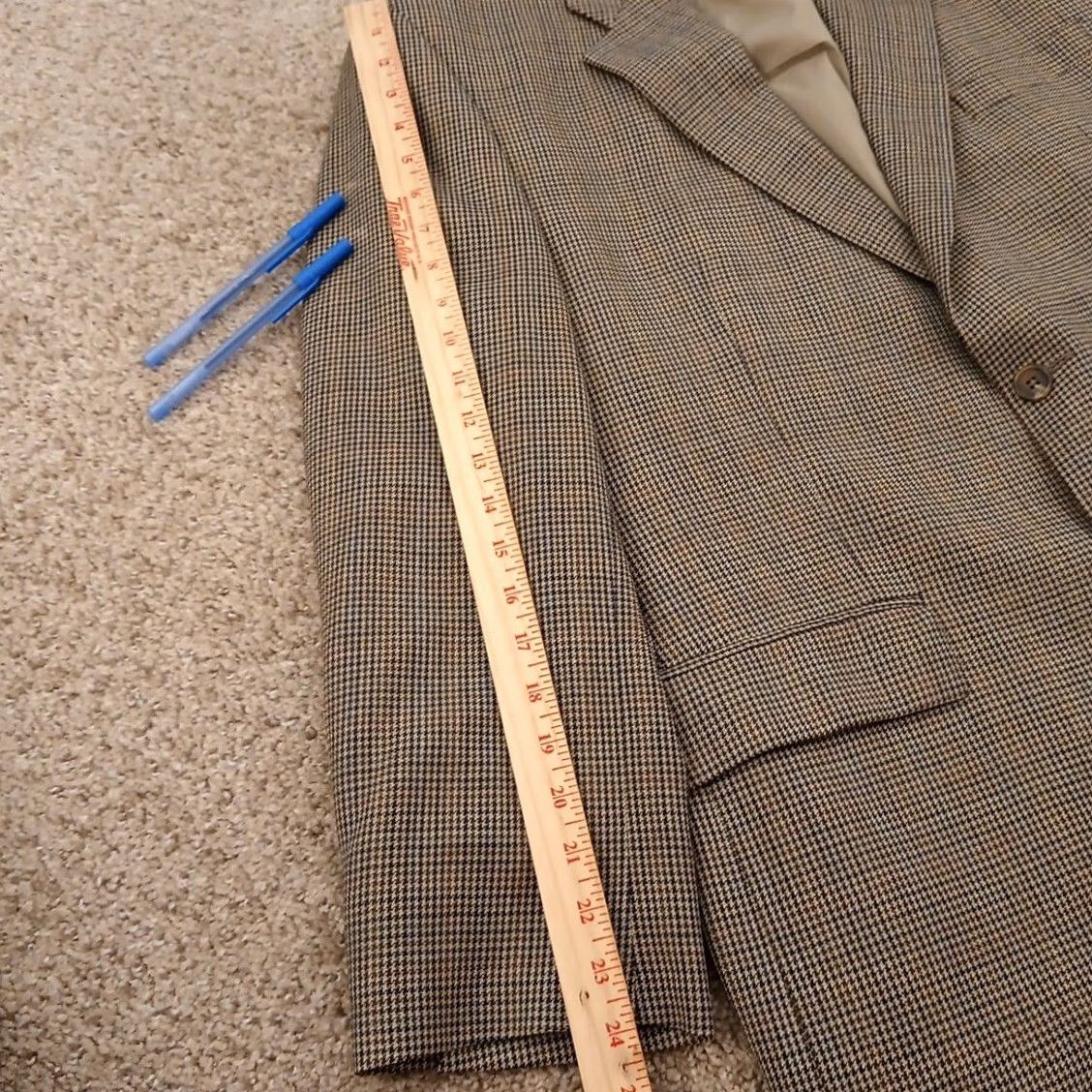 Ralph Lauren Lauren Ralph Lauren Blazer Mens 44 Gray Houndstooth Wool Two Button Notch Lapel Vintage No Jacket 2 Piece Size 44R - 3 Thumbnail
