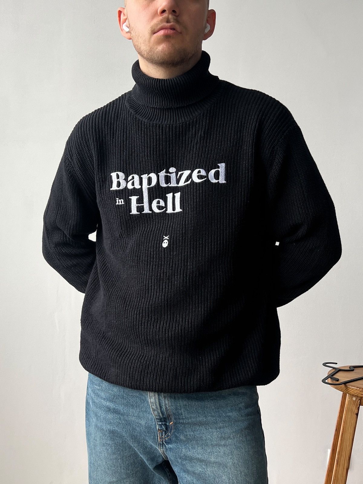 MXDVS MXDVS “ Baptized in Hell” Cotton Black Knit Sweater size L Size US L / EU 52-54 / 3 - 1 Thumbnail