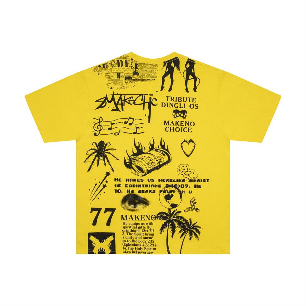 image of Tee Graffiti Yellow Graphic T Shirt, Men's (Size Large)