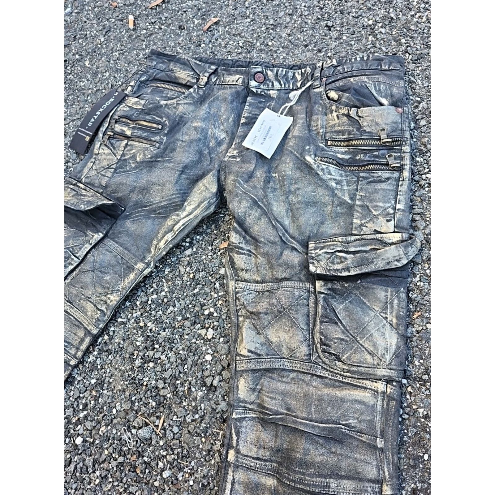 Denime Rockstar Jeans Black Denim Button Fly Slim Fit 36 Mens 5-Pocket NWT New Black Coated Moto Rugged Biker Motorcycle 34 Inseam Regular Size 36 Size US 36 / EU 52 - 2 Thumbnail