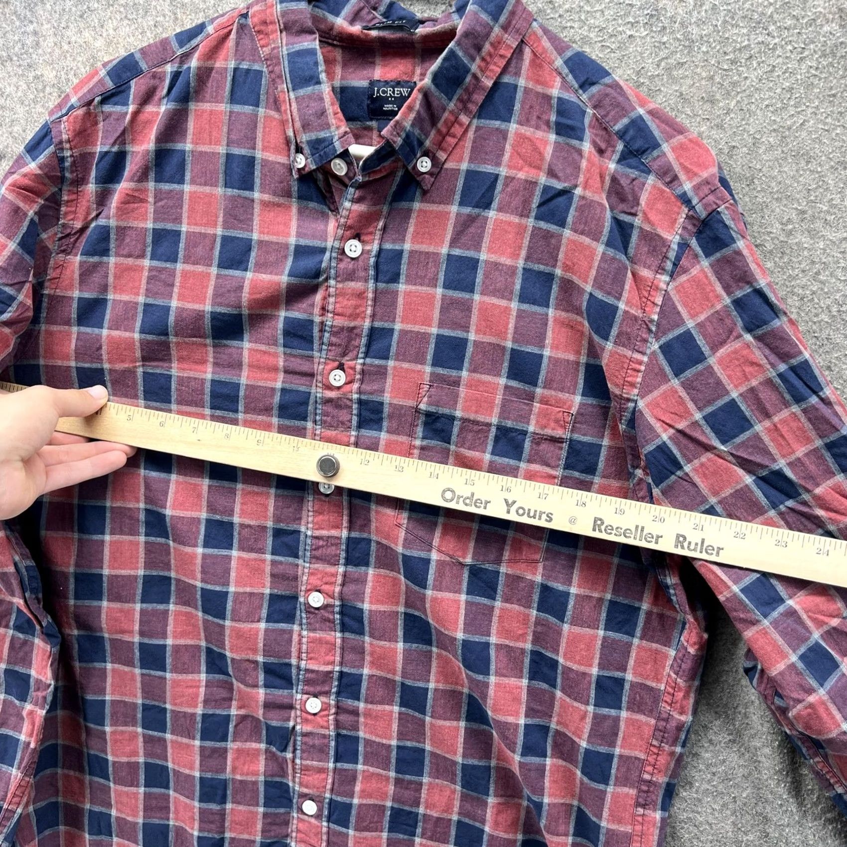 J.Crew J.Crew Shirt Mens Large Red Blue Plaid Slim Fit Button-Down Cotton Casual Shirt Size US L / EU 52-54 / 3 - 4 Thumbnail