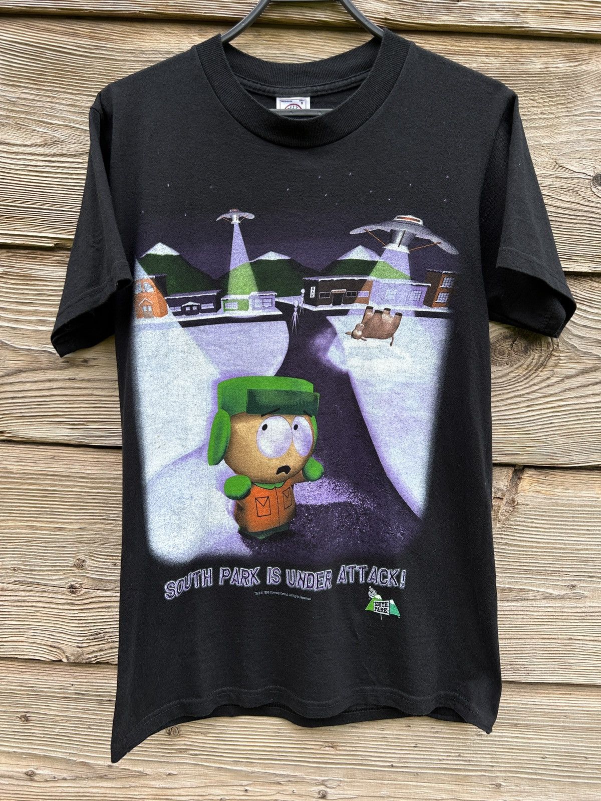 Vintage 90s Vintage 1998 South Park Under Attack Kyle UFO T-Shirt 
