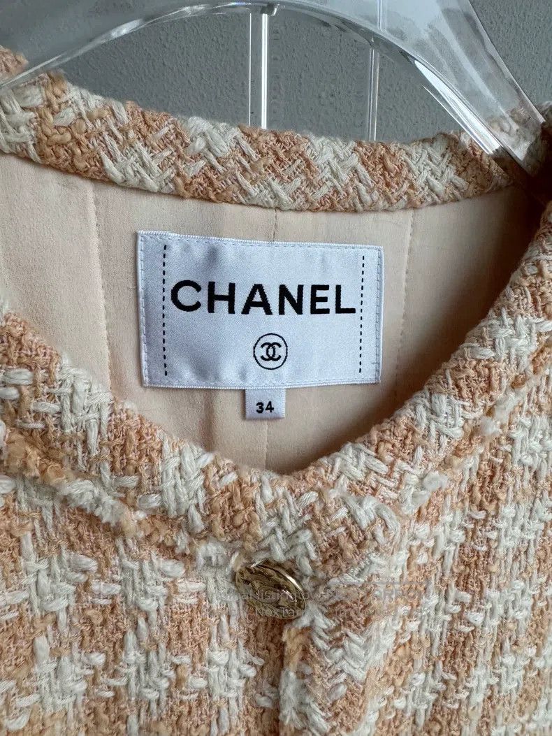 Chanel Chanel 23S white orange plaid tweed jacket Size XXS / US 00 / IT 34 - 5 Thumbnail