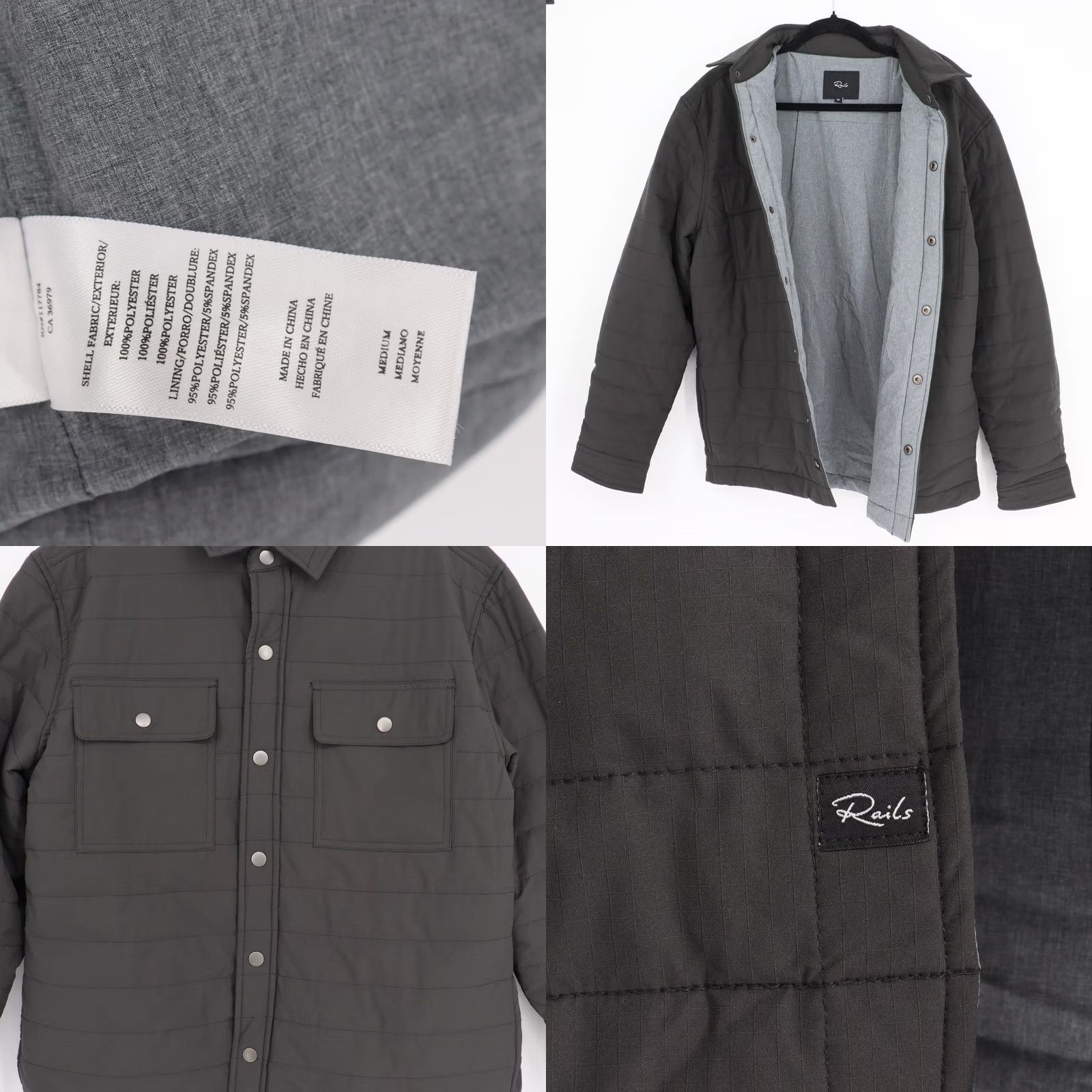Rails Rails Andover Quilted Snap Button Jacket Black Men's Medium Puffer Shirt Style Size US M / EU 48-50 / 2 - 8 Thumbnail