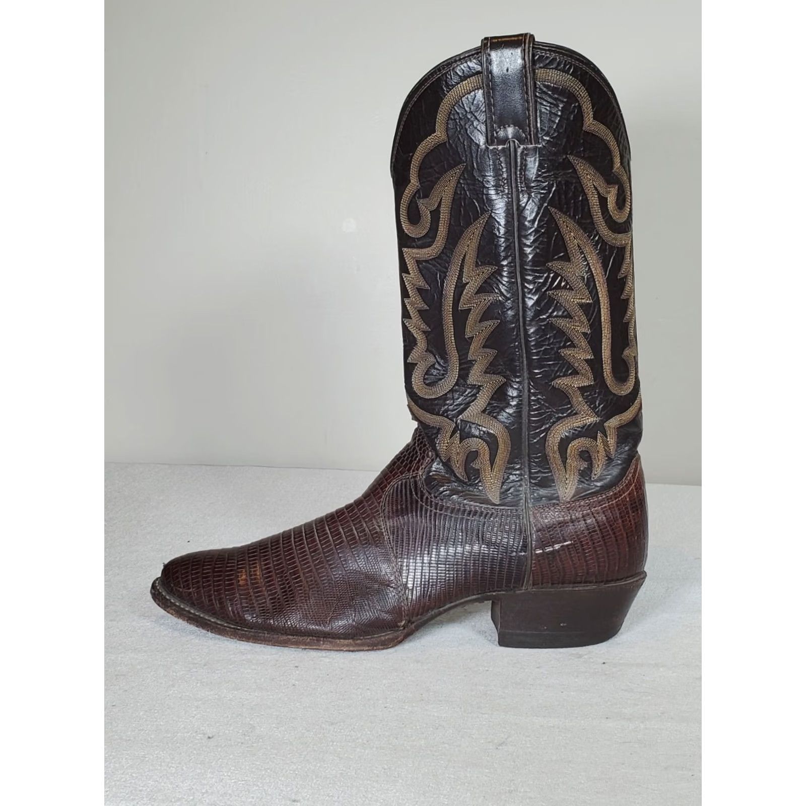 Justin Boots Justin Boots Western Cowboy Boots 8308 Men US 11 D Dark Brown Teju Lizard Leather Mid-Calf Shaft Embroidered 1.75" Heel Leather Lining Leather Outsole Size US 11 / EU 44 - 5 Thumbnail