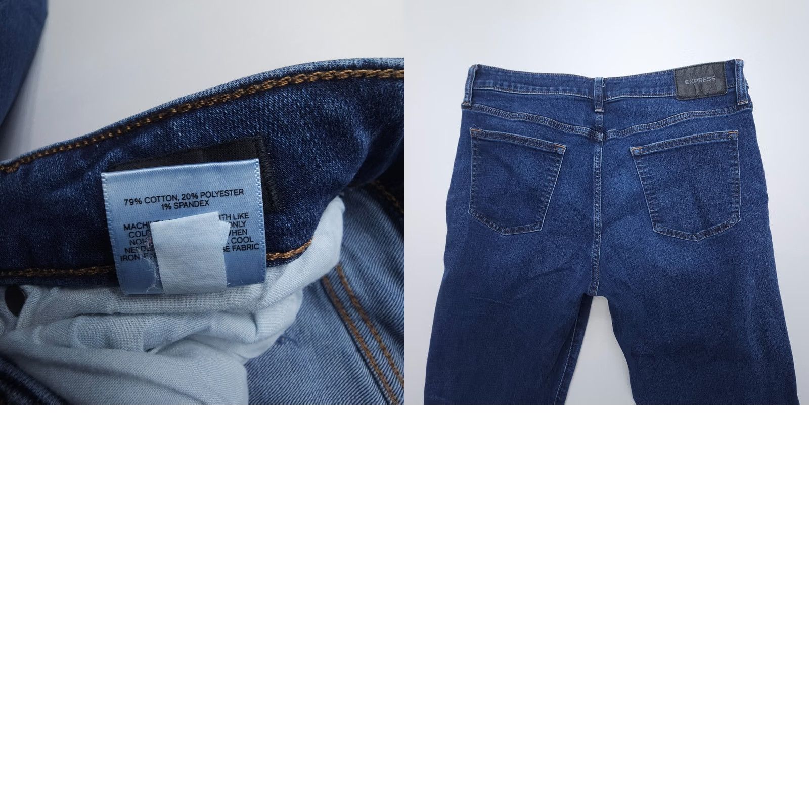 Express Express Jeans Mens Slim Straight 32 x 34 Dark Wash Denim Blue 5-Pocket Stretch Becomes 32x34 jeans Mens Regular Slim Straight Express Brand Size US 32 / EU 48 - 8 Thumbnail
