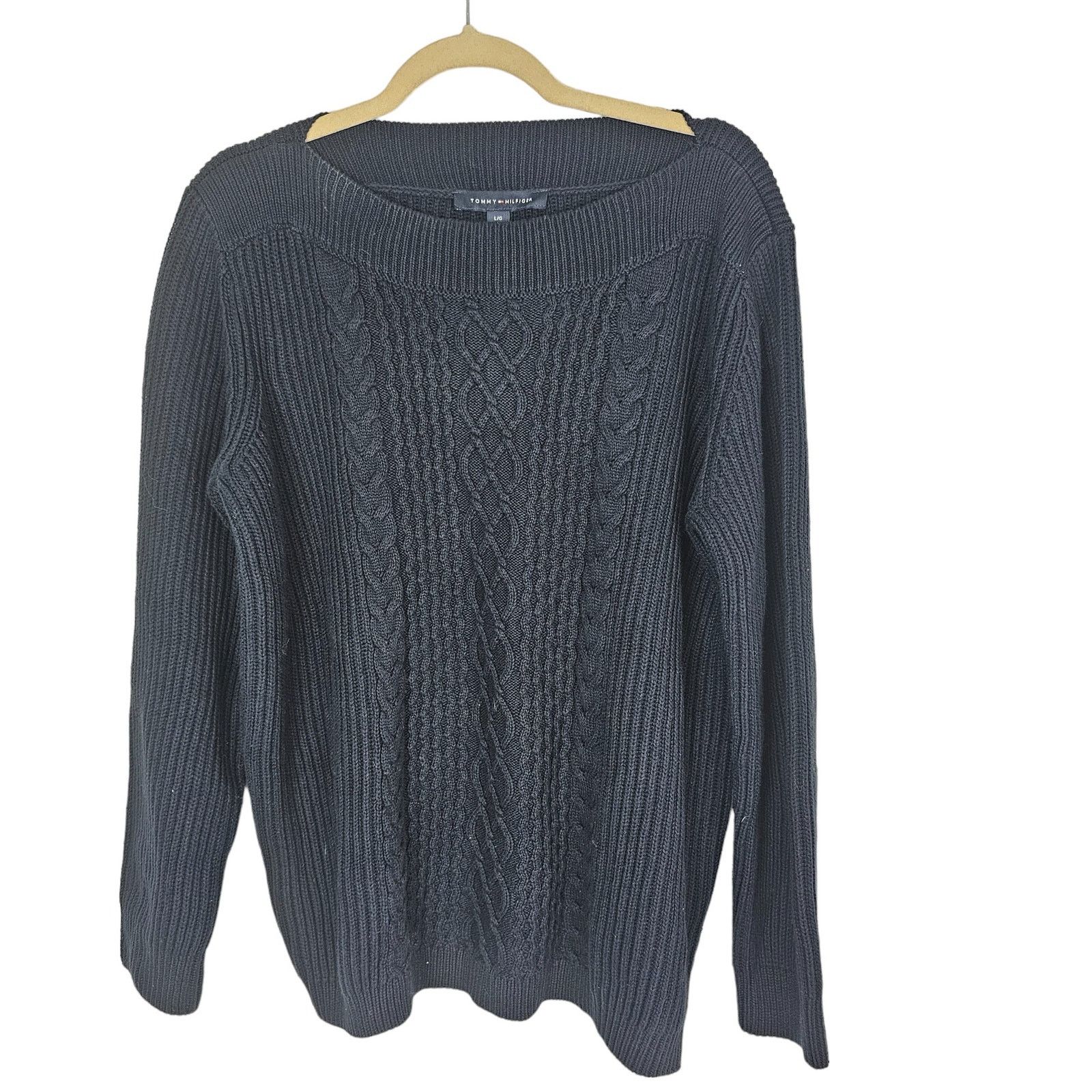 Tommy Hilfiger Tommy Hilfiger Womens Cate Fisherman Sweater Cable Knit Size L / US 10 / IT 46 - 1 Thumbnail