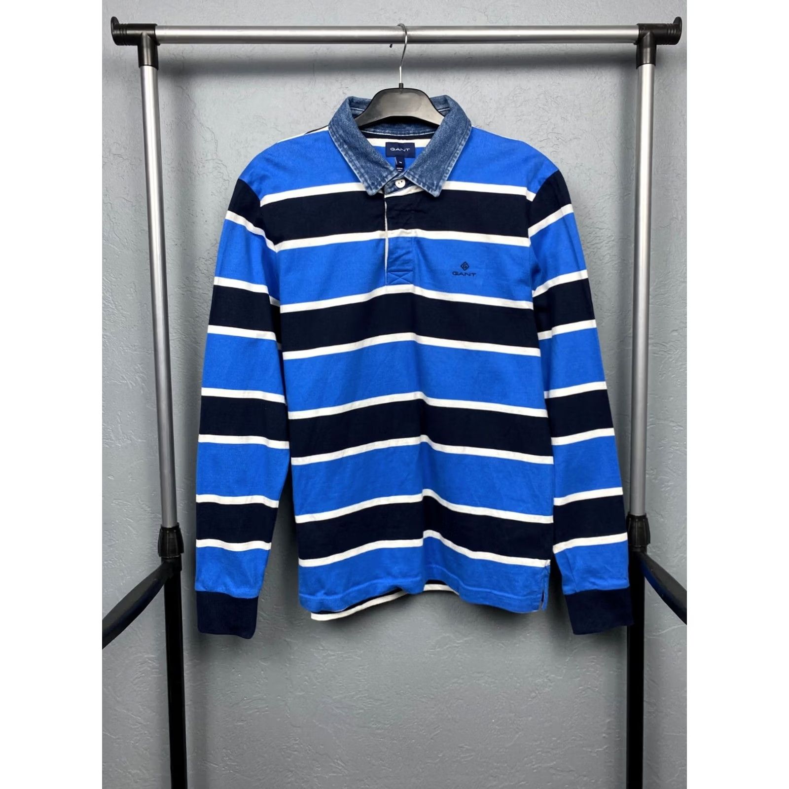 Gant Gant Rugby Long Sleeve Polo Shirt Mens M Blue Striped Vintage Size US M / EU 48-50 / 2 - 2 Thumbnail