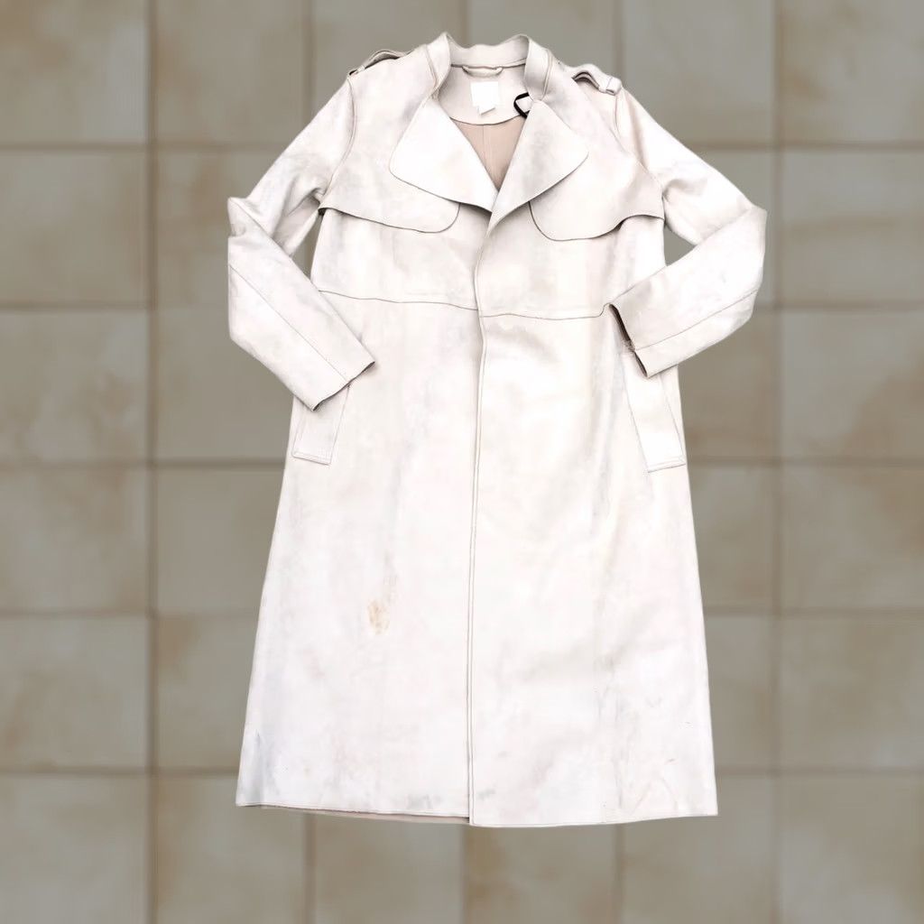H&M H&M Faux Trench Coat Jacket Women's XS Beige Long Sleeve Faux Suede Long Coat Size XS / US 0-2 / IT 36-38 - 1 Thumbnail