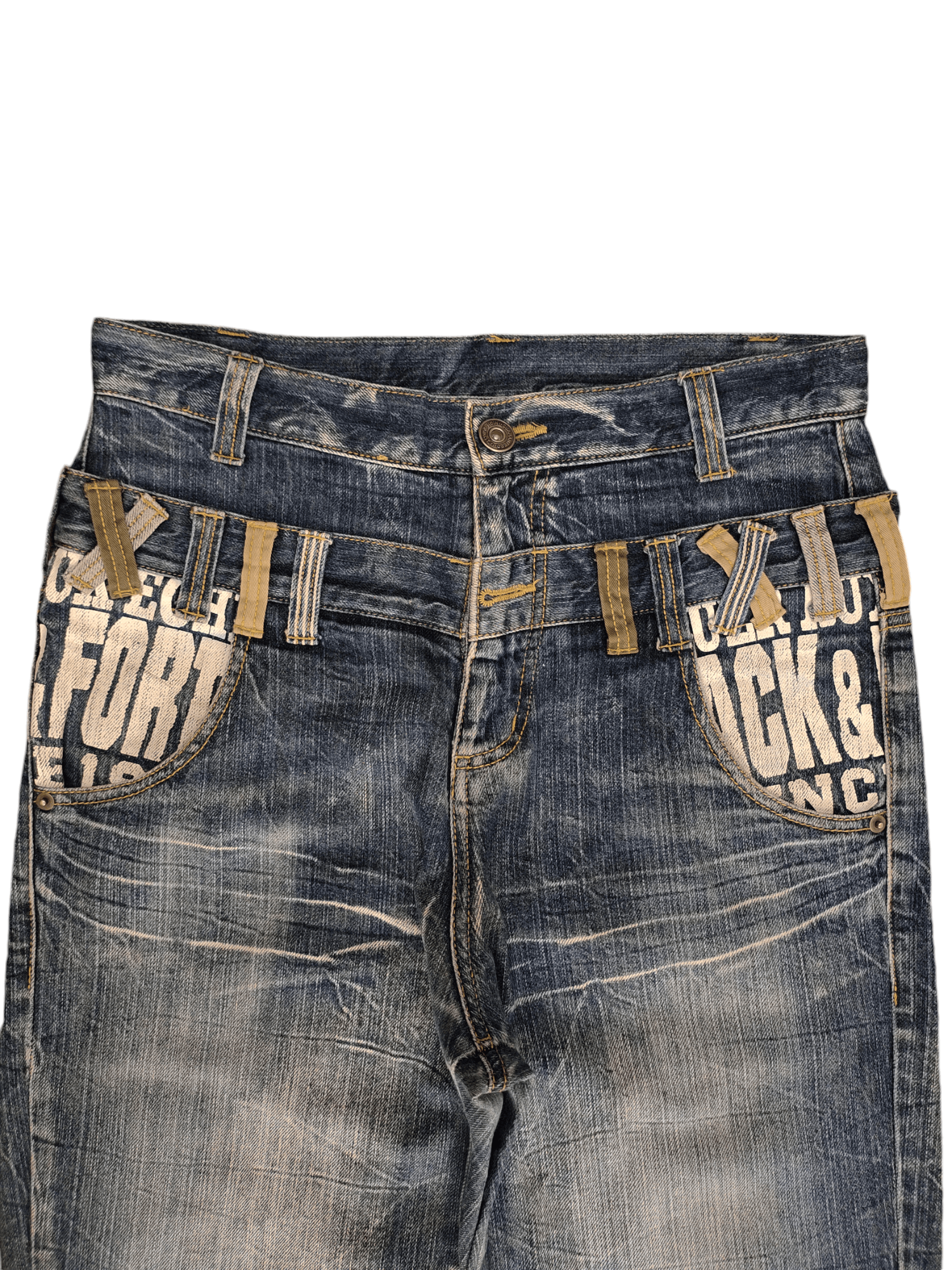 If Six Was Nine Vintage Y2k Back & Forth Clawmark Faded Double Waist Jeans Size US 31 - 2 Thumbnail