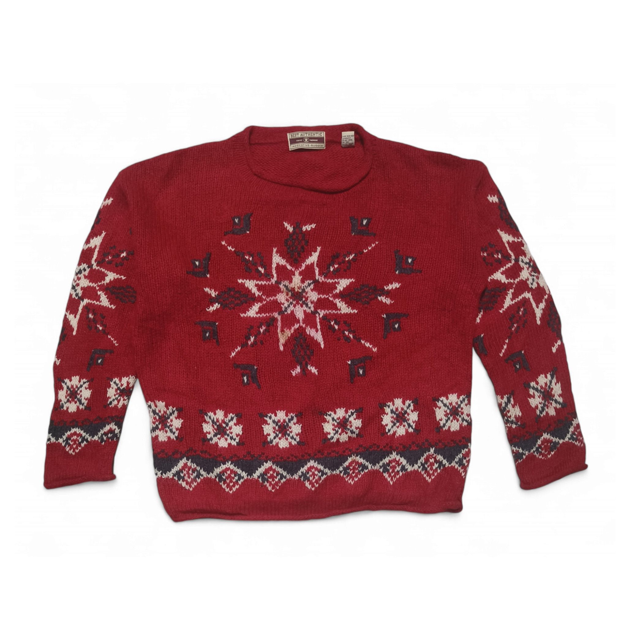 Other Vintage TRUE MARK Women's Star Floral Motifs Knit Sweater Size L / US 10 / IT 46 - 1 Thumbnail