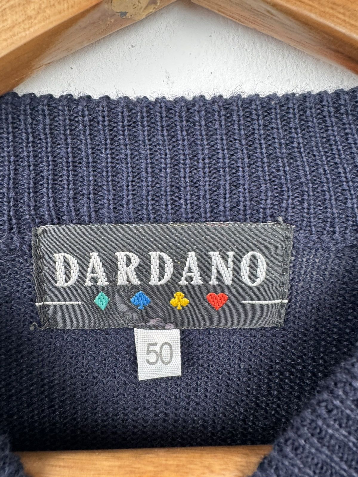 Vintage Dardano Men Knit Sweater Navy Patterned Crew Neck Size L Size US L / EU 52-54 / 3 - 3 Thumbnail
