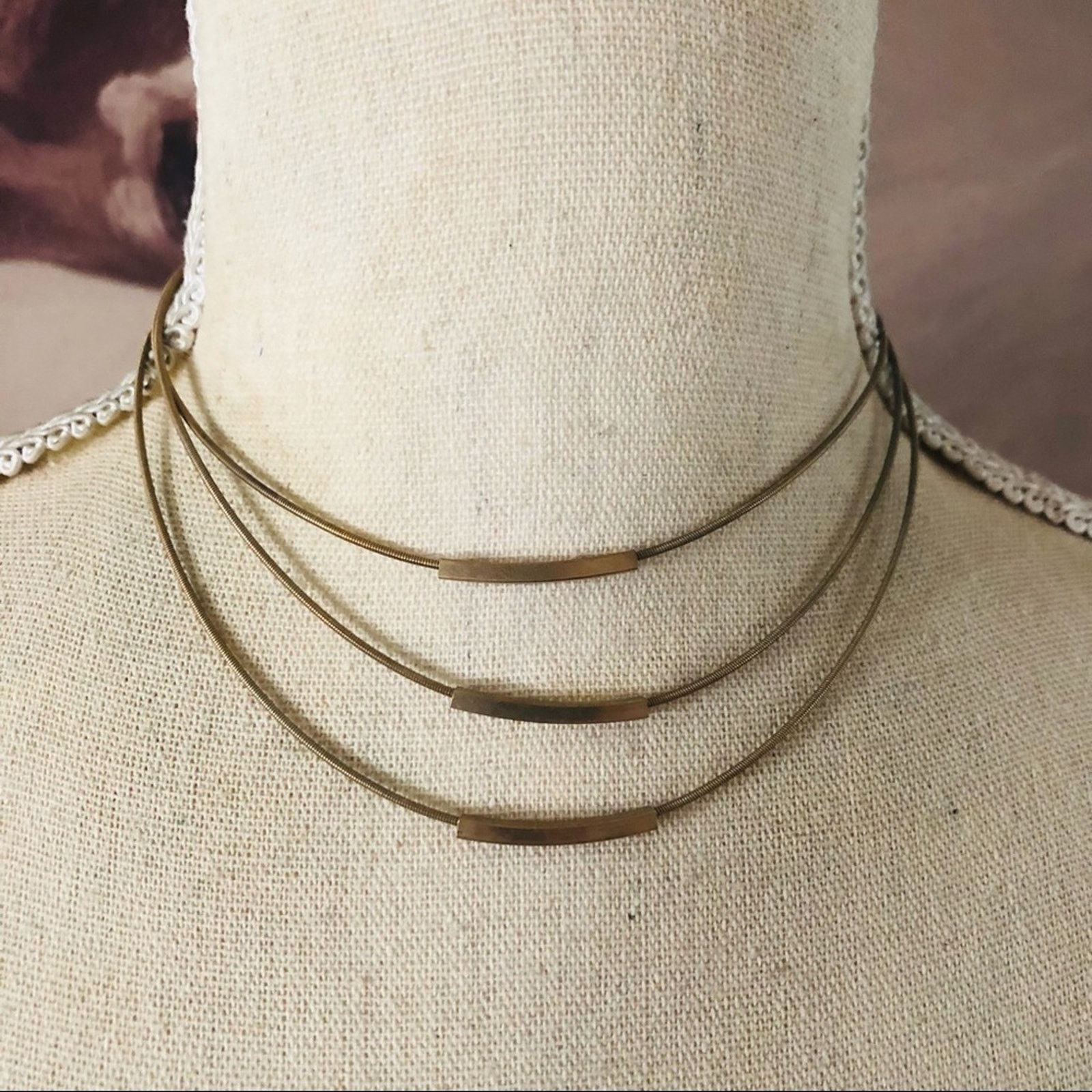 Jewelry Claire’s gold triple strand chain bar accent necklace Size ONE SIZE - 2 Thumbnail