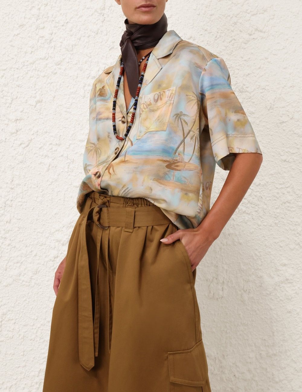 Zimmermann oc11z0226 Illuminate Short Sleeved Shirt In Multicolor Size L / US 10 / IT 46 - 2 Thumbnail