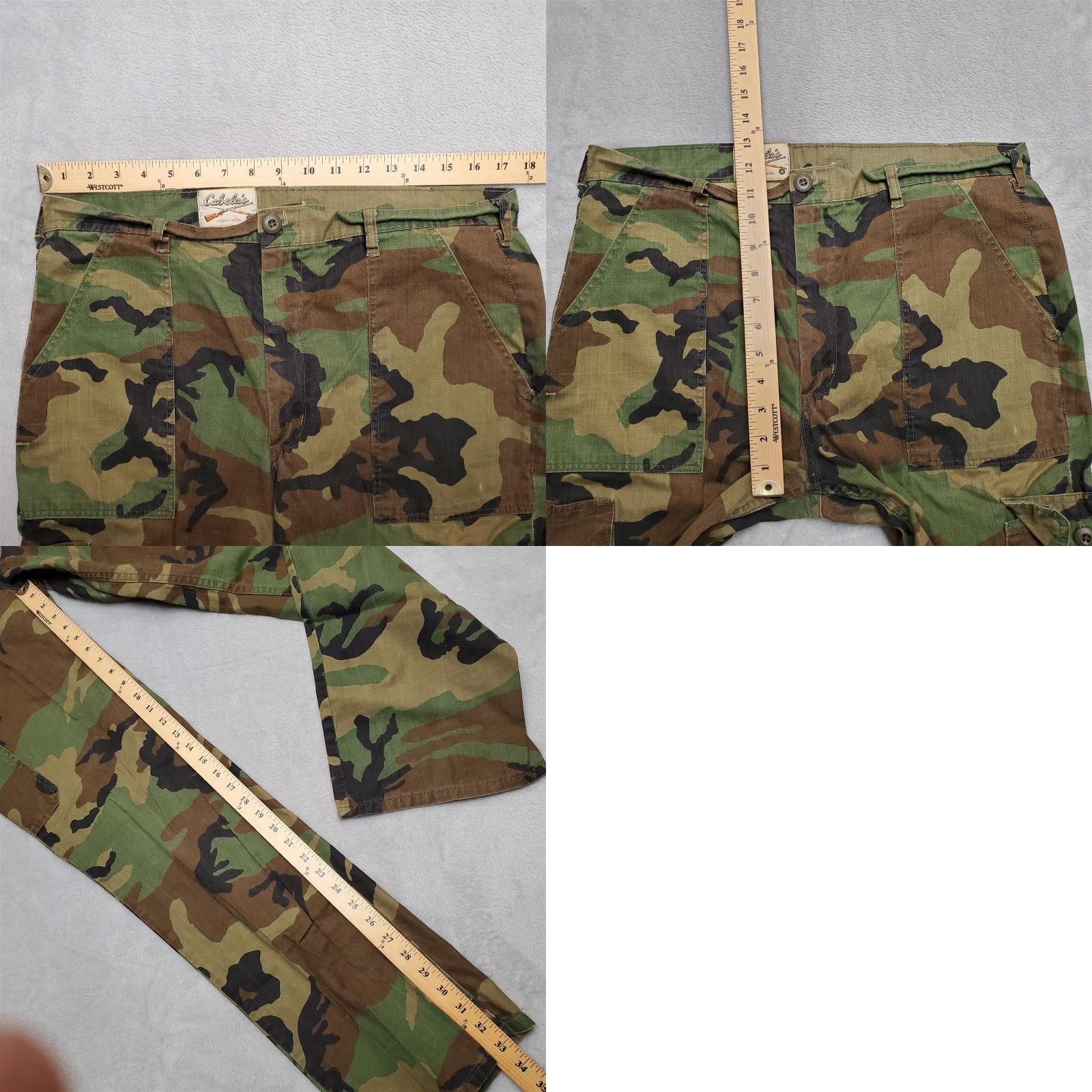 Vintage VINTAGE Cabela's Camouflage Pants Mens 35x33 Green Woodland Cotton 70s USA Cargo Pants Mens Size US 35 - 9 Thumbnail