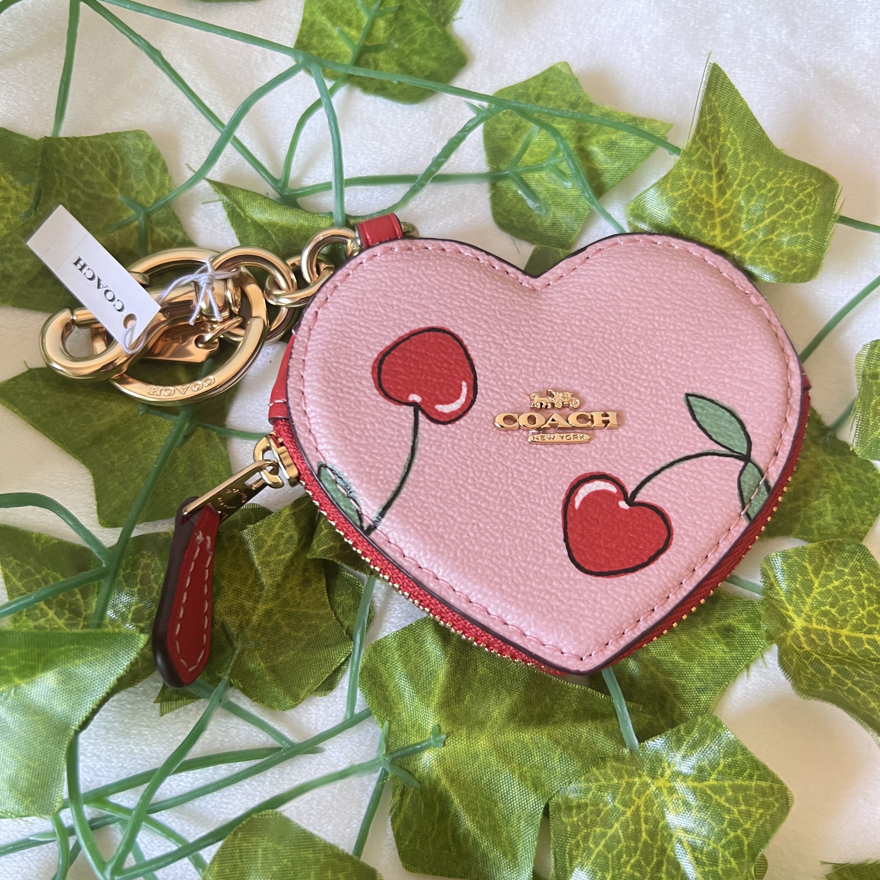 Coach Heart pouch / bag charm Cherry Motif popular CF160 NWT