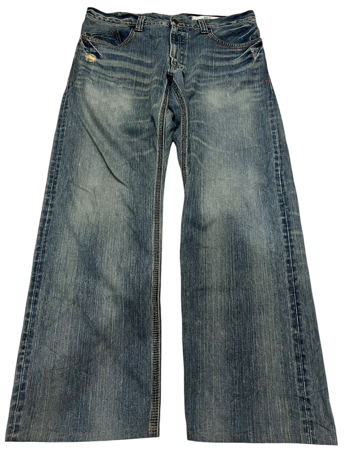 Edwin 💥Baggy💥Vintage Edwin XVS Faded Distress Backle Back Jean Size US 37 - 1 Thumbnail