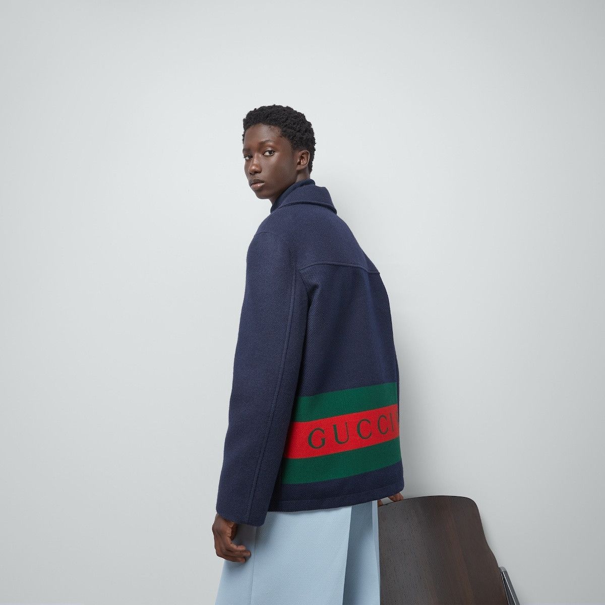 Gucci o1mt1gz0425 Wool Jacket With Web in Dark Blue Size US S / EU 44-46 / 1 - 7 Thumbnail