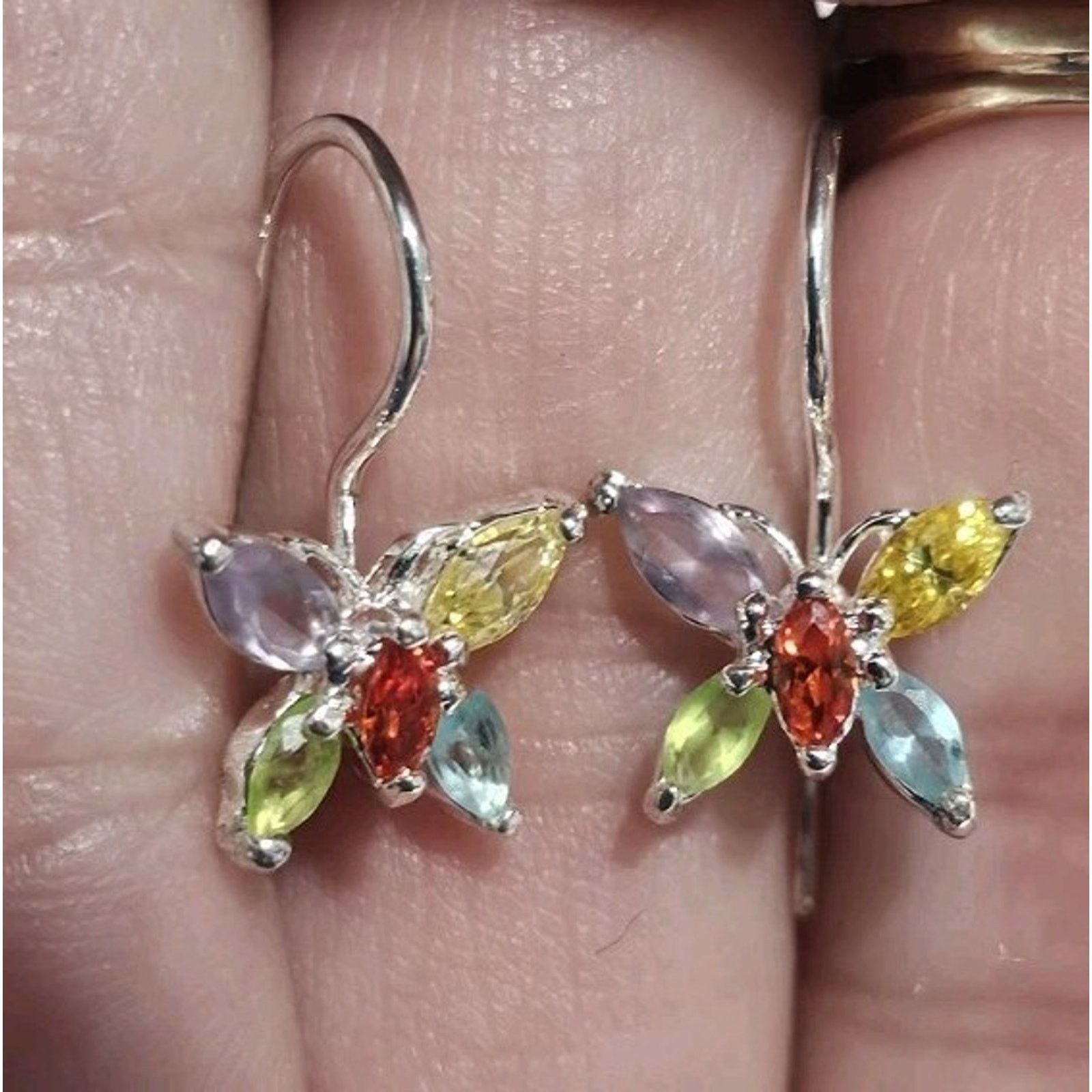 Other Butterfly Sterling Silver Earrings Multi Marqui Stone Size ONE SIZE - 5 Thumbnail