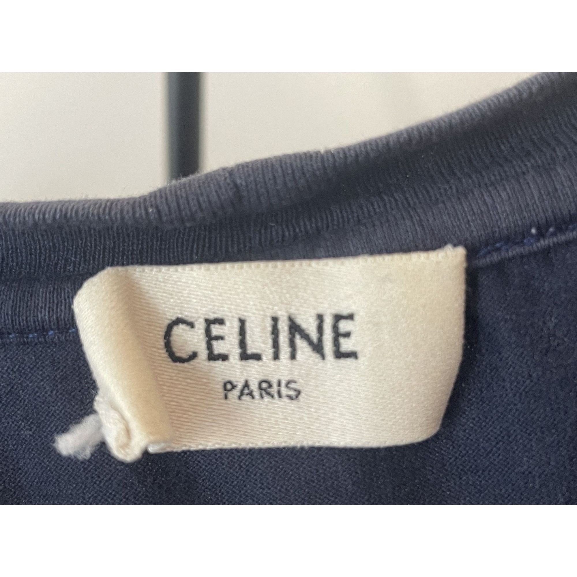 Celine Celine Navy Blue Logo T-Shirt Womens L 100% Cotton Size L / US 10 / IT 46 - 5 Thumbnail