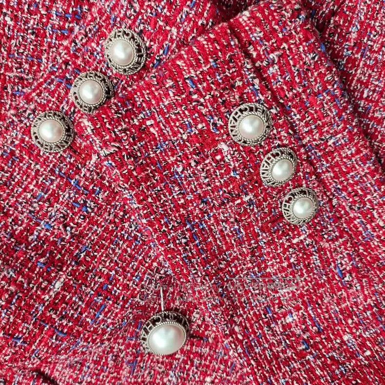 Chanel Chanel Blended tweed coat red colour block Size XS / US 0-2 / IT 36-38 - 3 Thumbnail