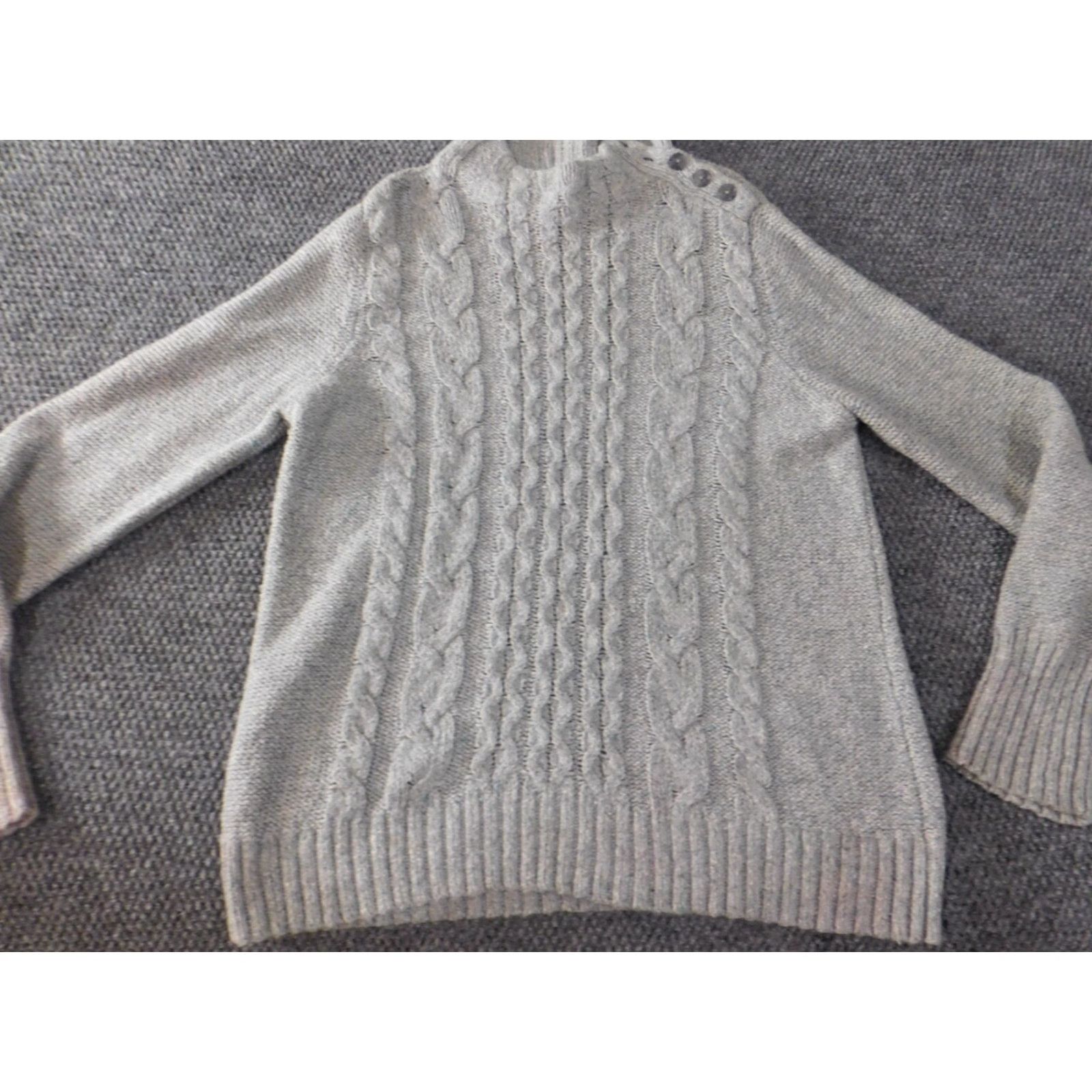 Vintage St. John's Bay Sweater Pullover Womens XL Gray Knit Lightweight Stretch Crew Neck Long Sleeve Size XL / US 12-14 / IT 48-50 - 2 Thumbnail