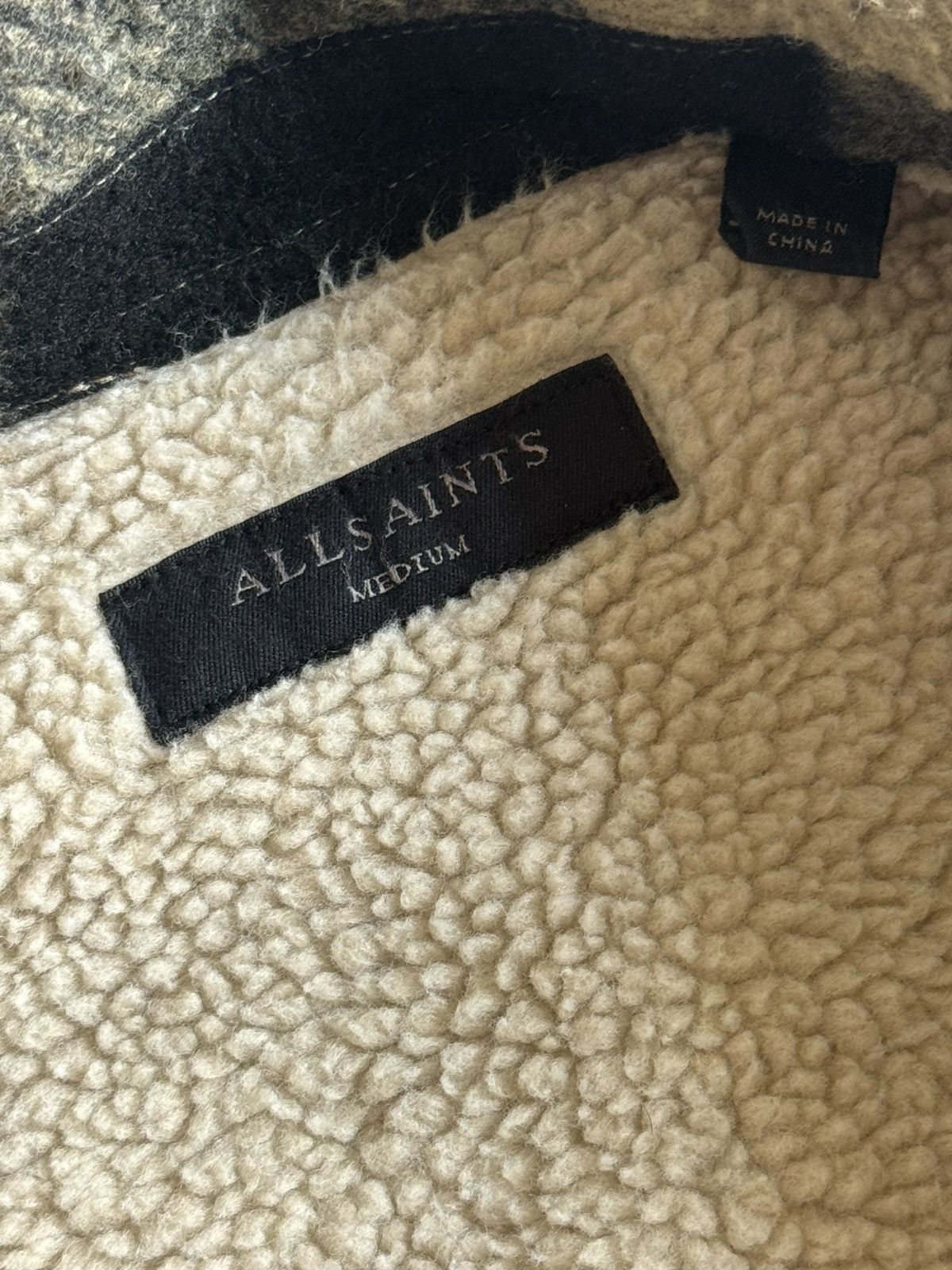 Allsaints Drexel Sherpa lined flannel plaid Chekered jacket