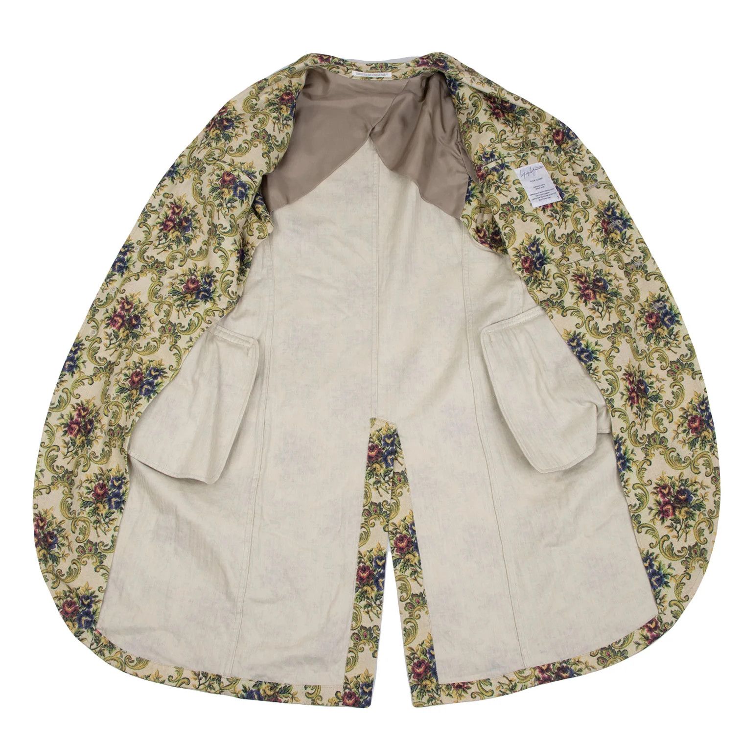 Yohji Yamamoto Cotton Floral Print Long Jacket