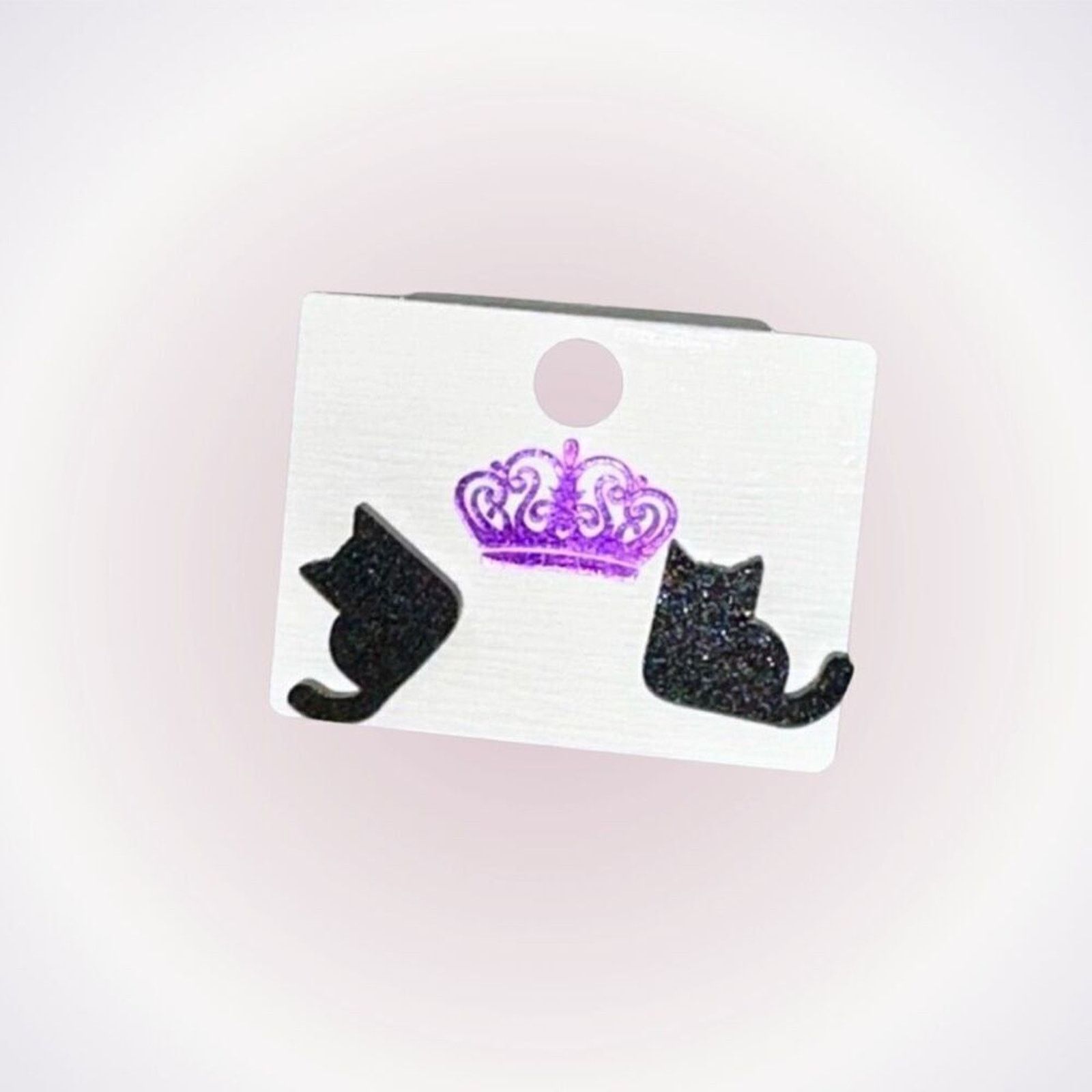 Other Black Glitter Cat Stud Earrings | Sz OS, NWT Size ONE SIZE - 1 Thumbnail