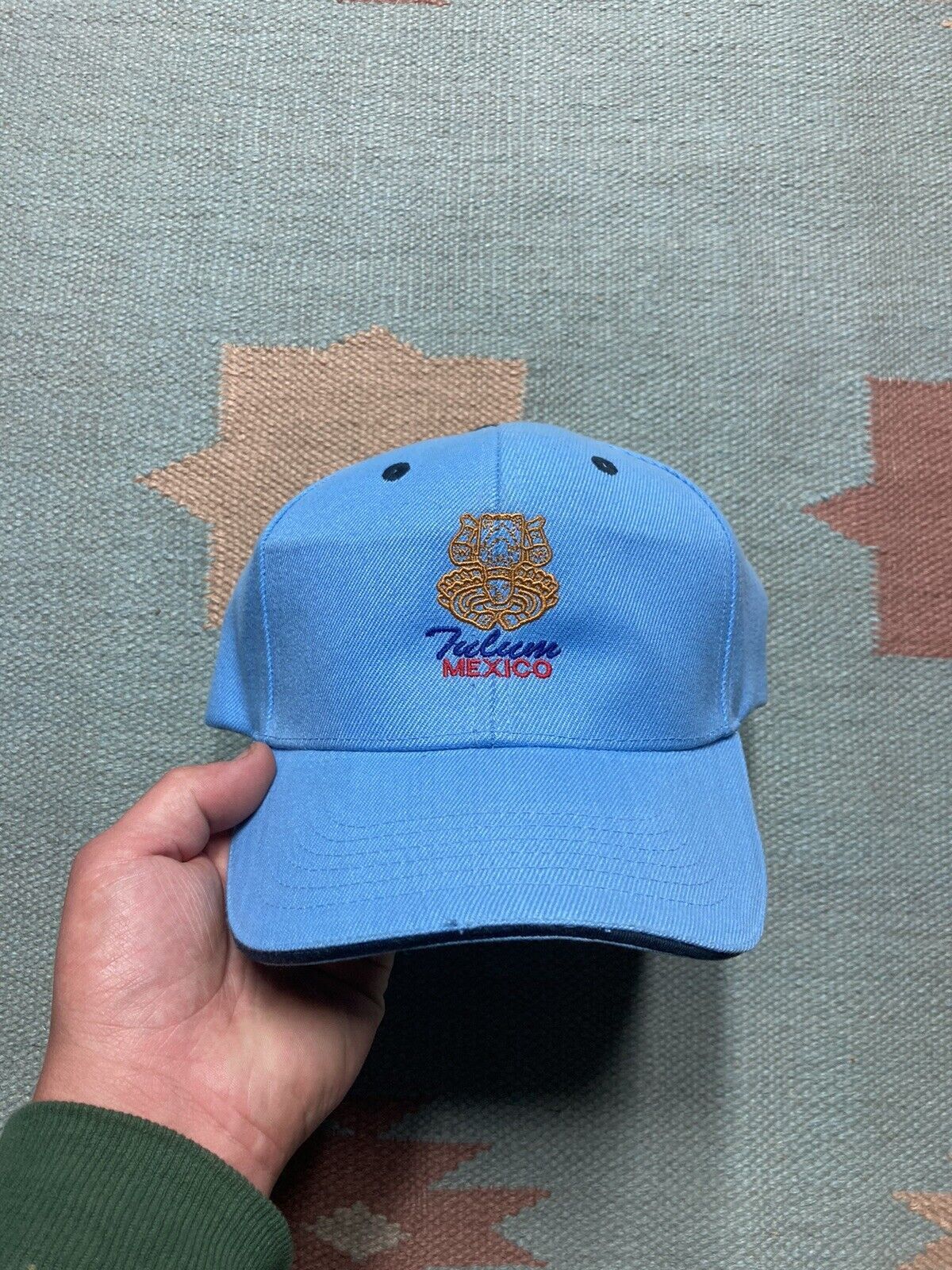 Vintage VTG Strapback hat Tulum Mexico Caribbean beach ocean blue Size ONE SIZE - 2 Thumbnail