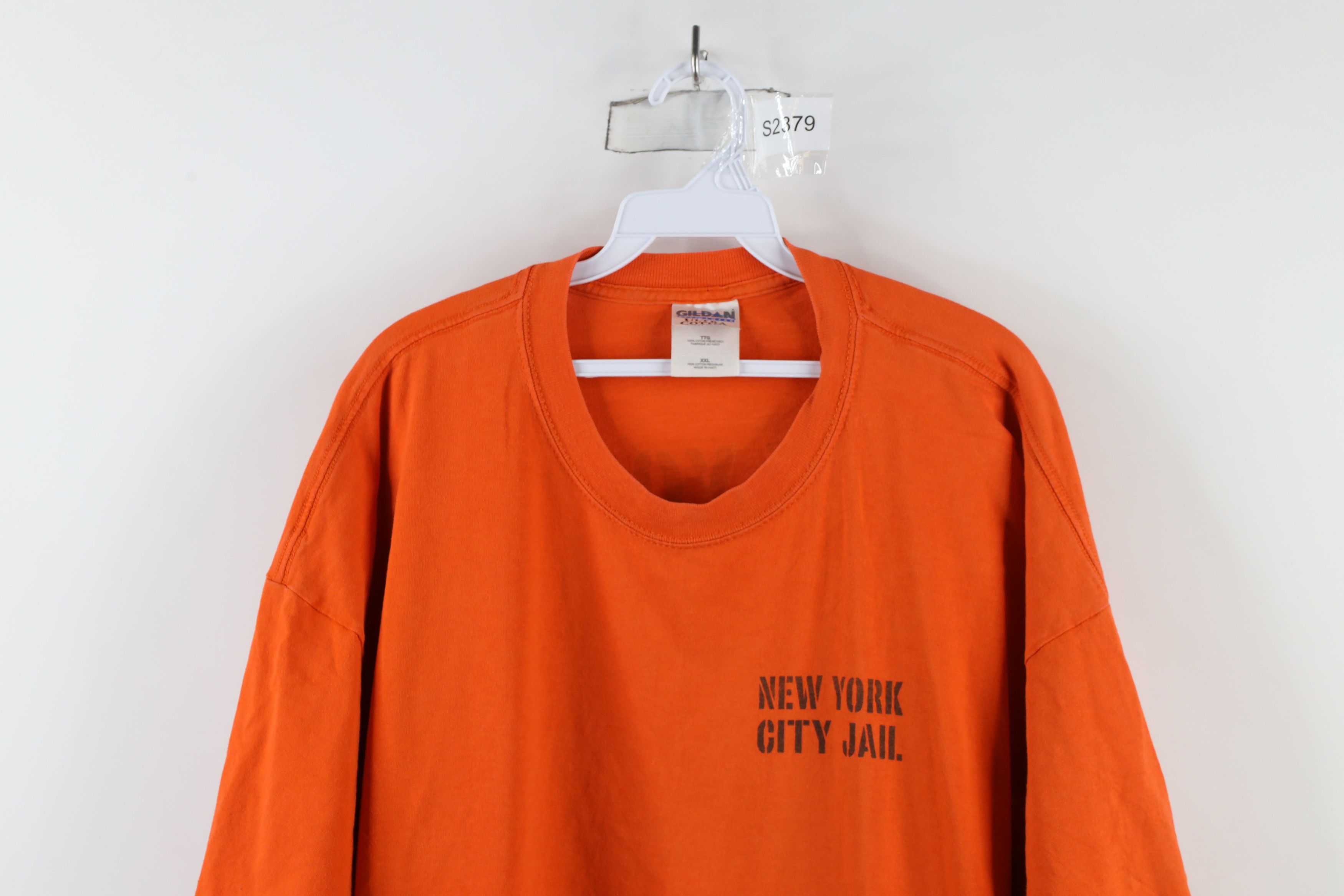 Vintage Vintage 90s Streetwear New York City Jail T-Shirt Orange Size US XXL / EU 58 / 5 - 2 Thumbnail