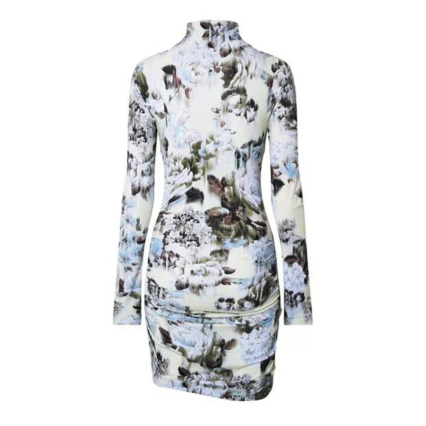Off-White o1g2r1mq0125 Long Sleeve Dress in Multicolor Size M / US 6-8 / IT 42-44 - 2 Thumbnail