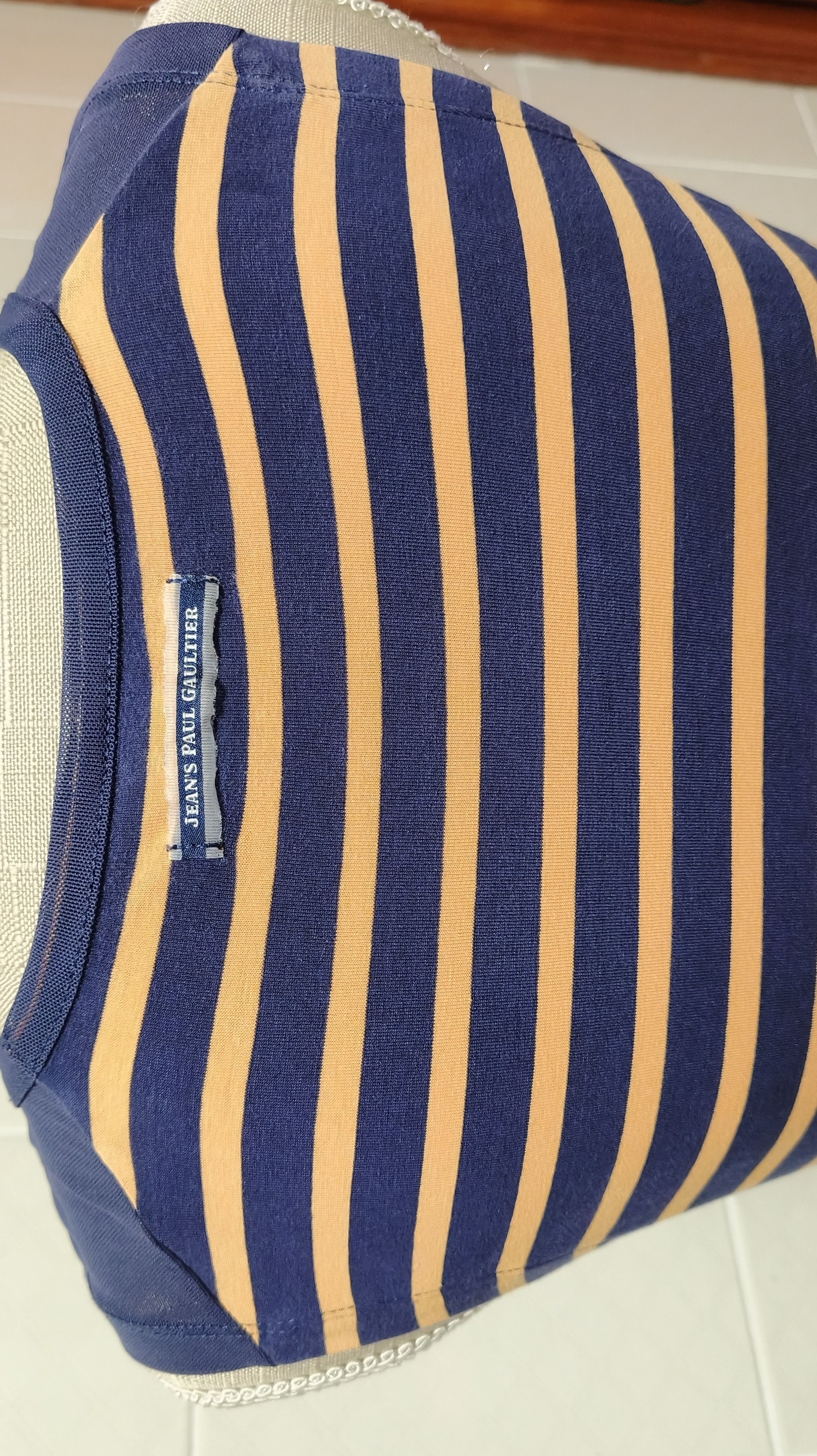 Jean Paul Gaultier 2000's Short dress in navy and orange stripes Size XS / US 0-2 / IT 36-38 - 15 Thumbnail