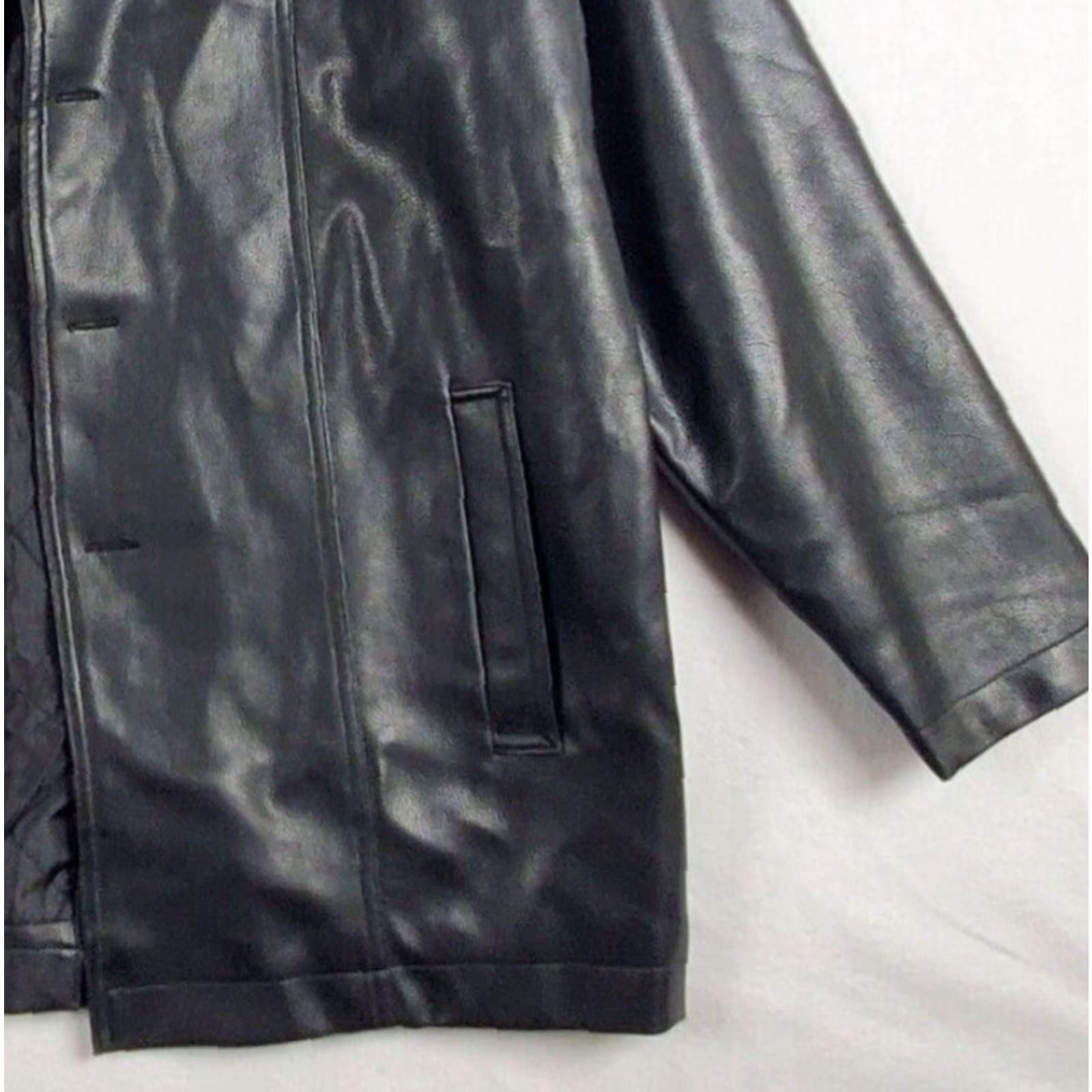 Vintage Whispering Smith Jacket Men's XL Black Faux Leather Collared Biker Classic Size US XL / EU 56 / 4 - 5 Thumbnail