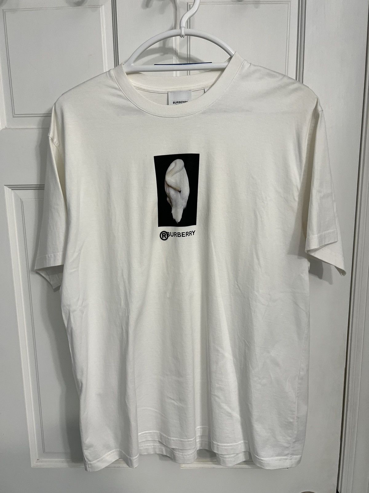 image of Burberry Swan Logo T Shirt Size Small in White, Men's