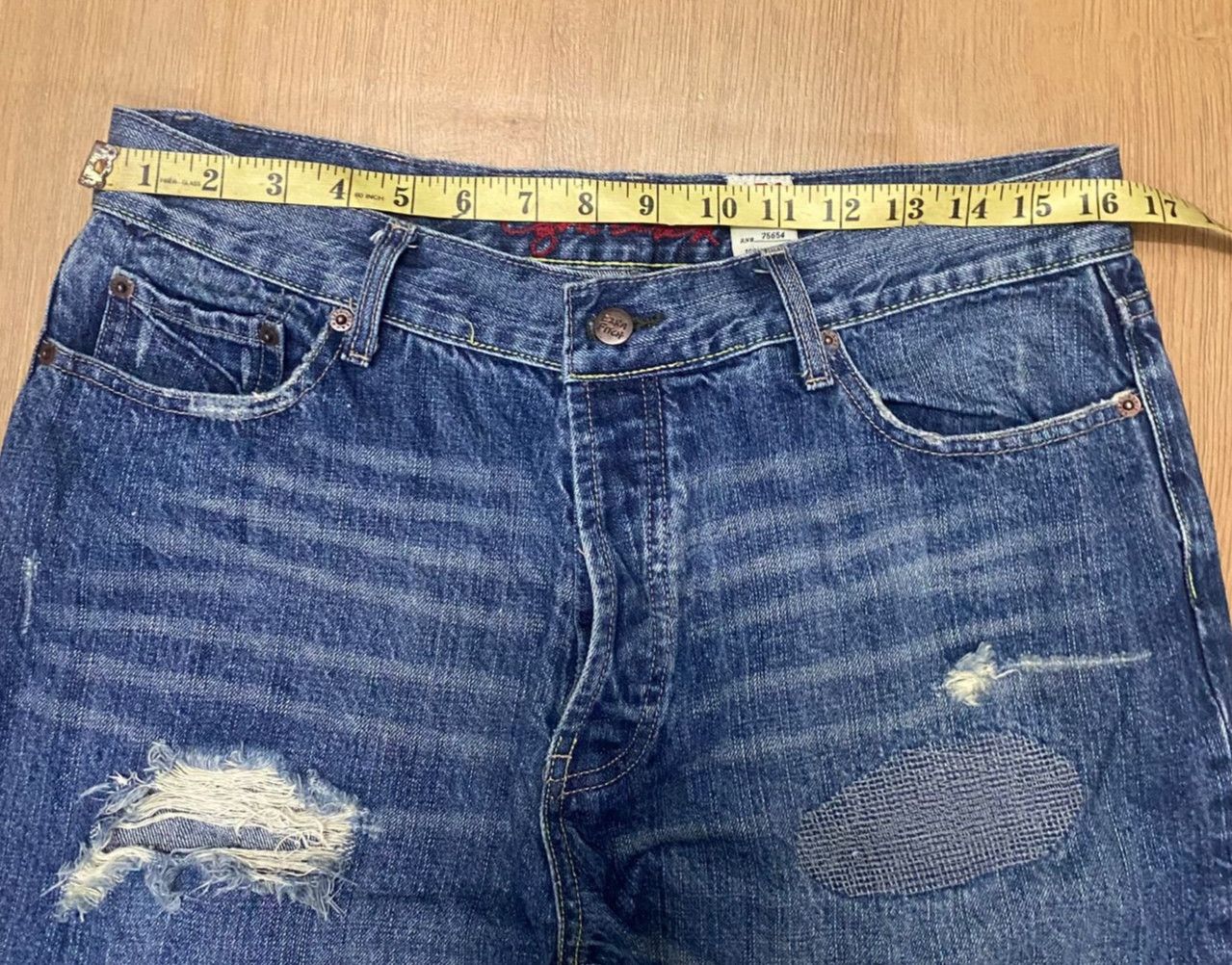 If Six Was Nine Vintage Ezy Distressed Denim Size US 34 / EU 50 - 6 Thumbnail