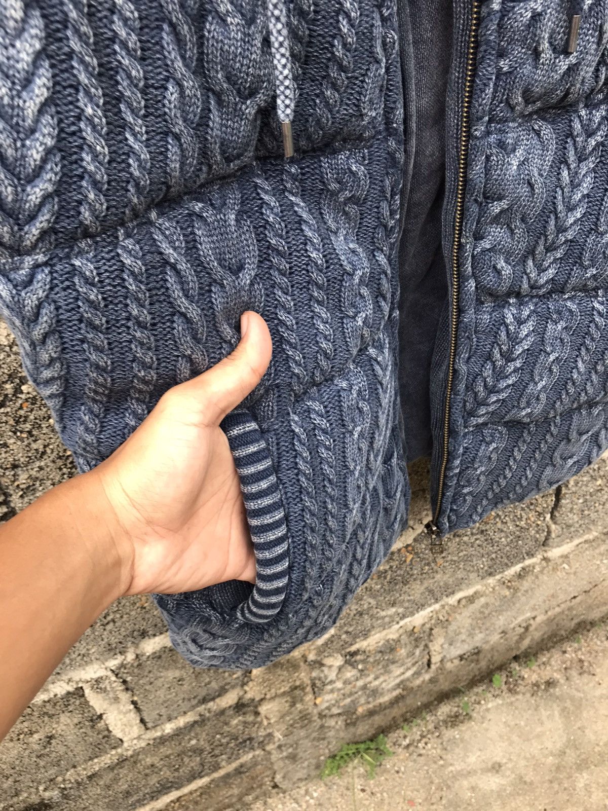 Indigo × Japanese Brand 🔥Real Masters Knit Puffer Hoodie Indigo Vest Size US M / EU 48-50 / 2 - 7 Thumbnail