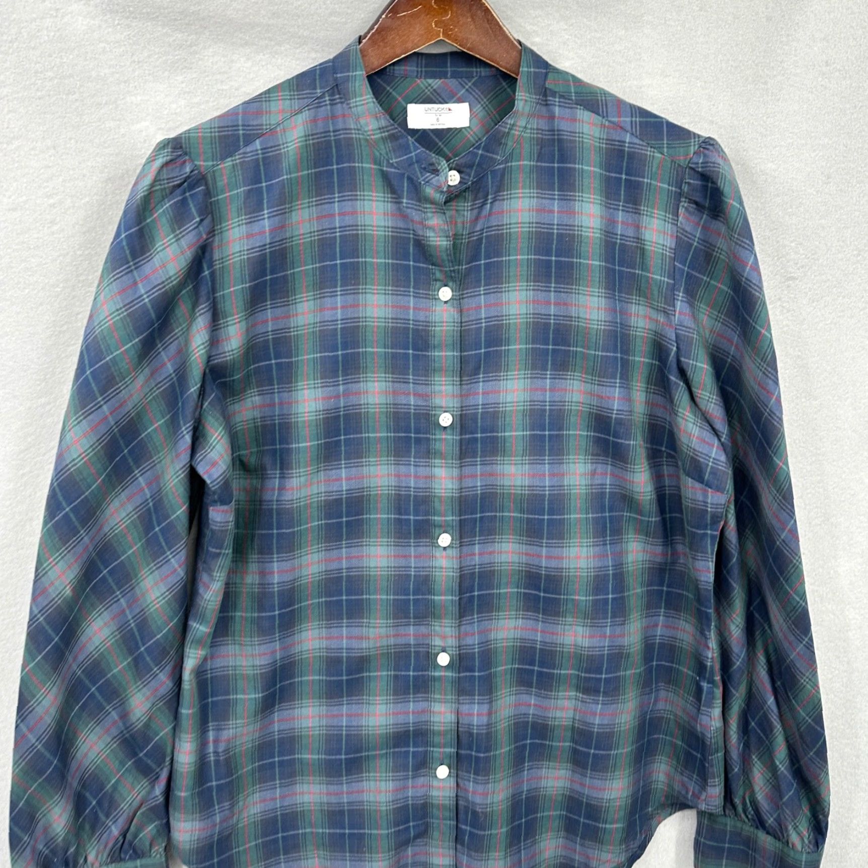UNTUCKit UNTUCKit Esme Shirt Womens 6 Blue Blackwatch Plaid Button Quiet Luxury For Her Tie? Size M / US 6-8 / IT 42-44 - 2 Thumbnail