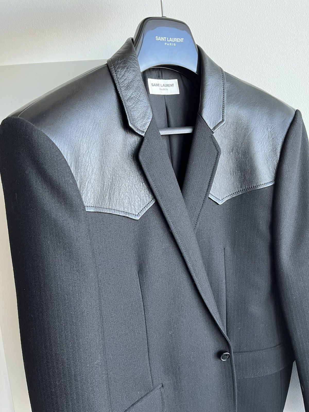 Saint Laurent Paris $4k+ Super Runway Brand NEW Travis Scott Leather Blazer Size US L / EU 52-54 / 3 - 4 Thumbnail